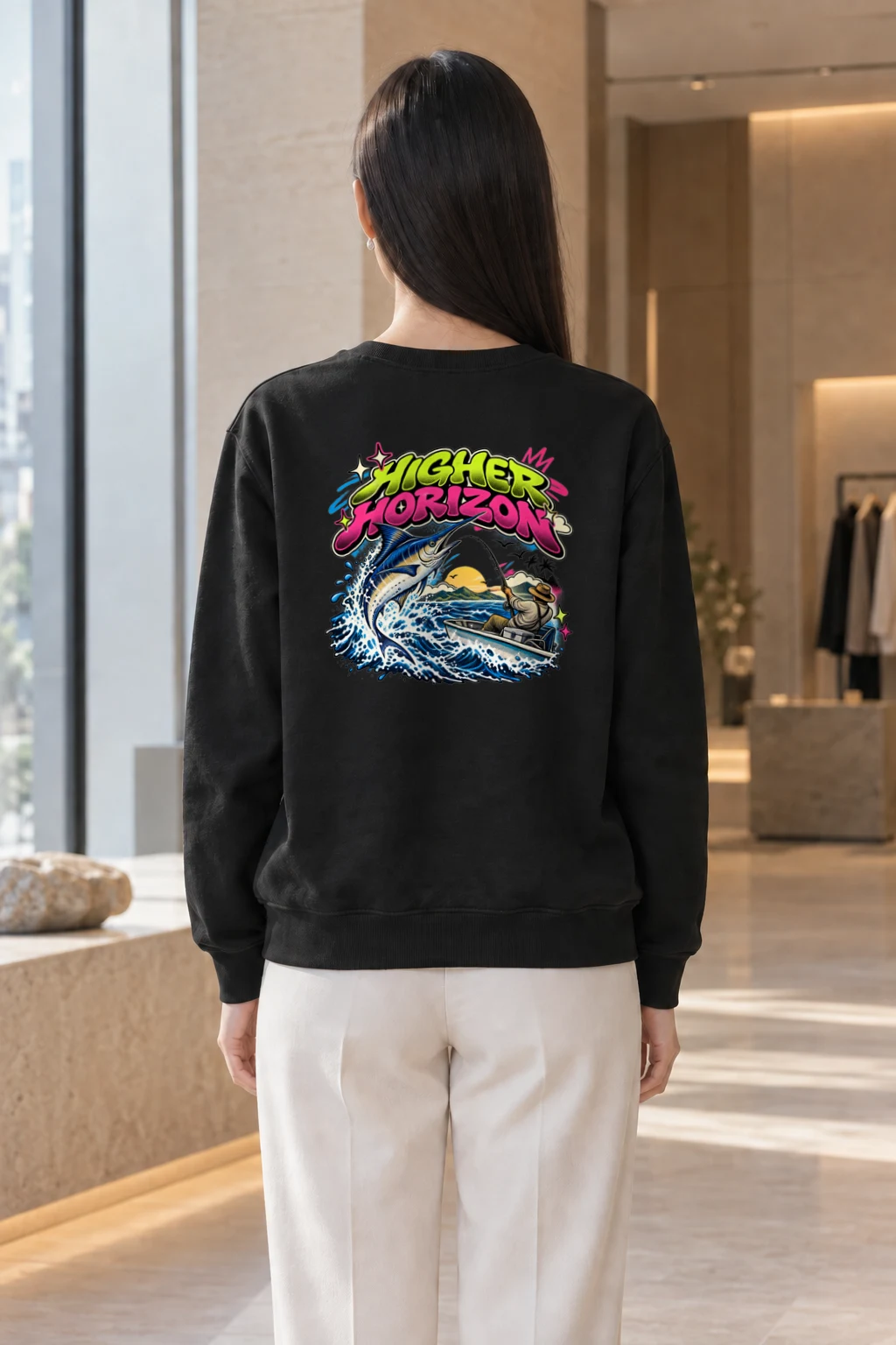 "Neon Marlin Run" Heavy Blend Unisex Crewneck Sweatshirt | Gildan 18000