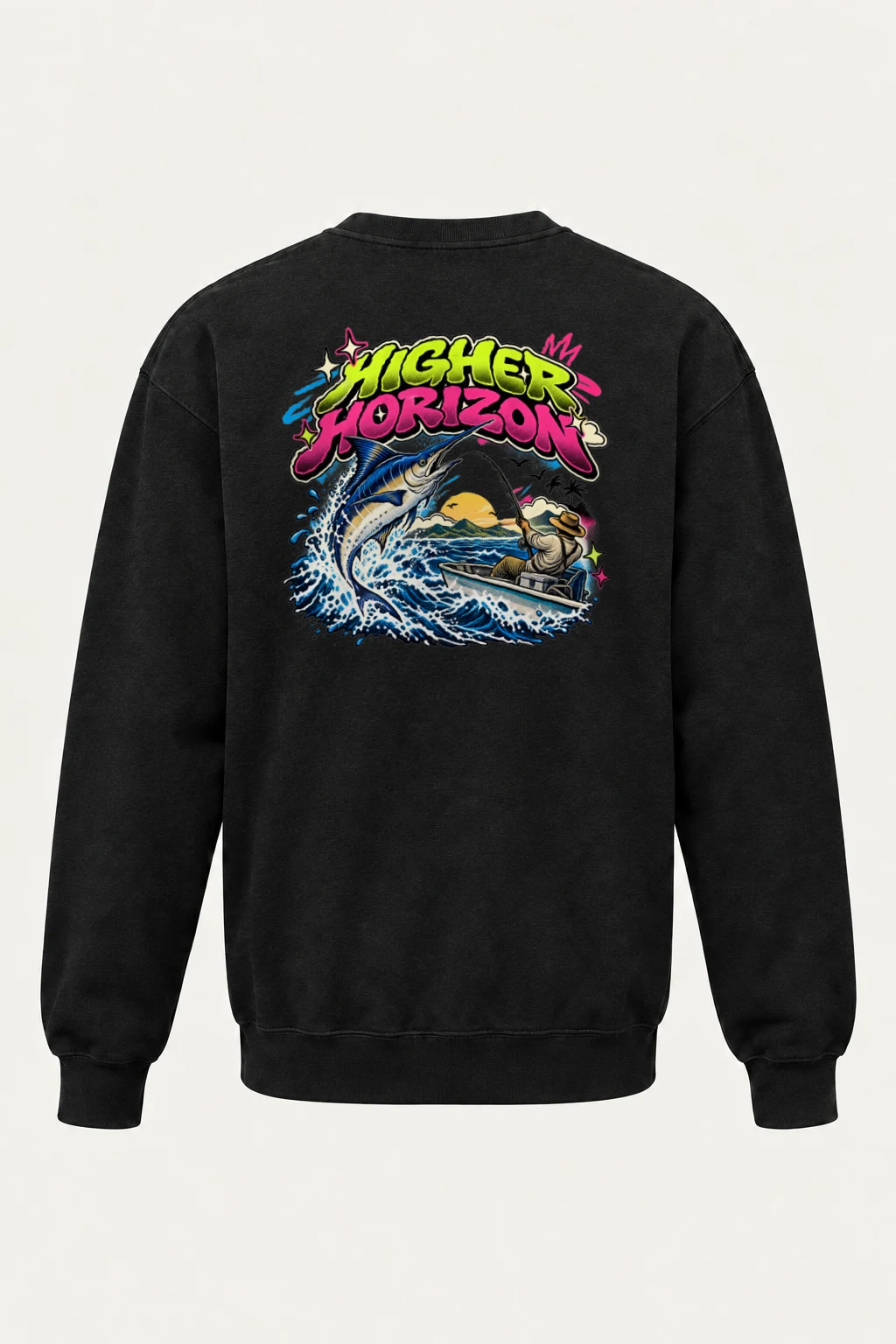 "Neon Marlin Run" Heavy Blend Unisex Crewneck Sweatshirt | Gildan 18000