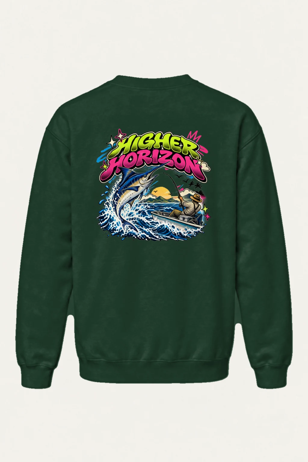 "Neon Marlin Run" Heavy Blend Unisex Crewneck Sweatshirt | Gildan 18000