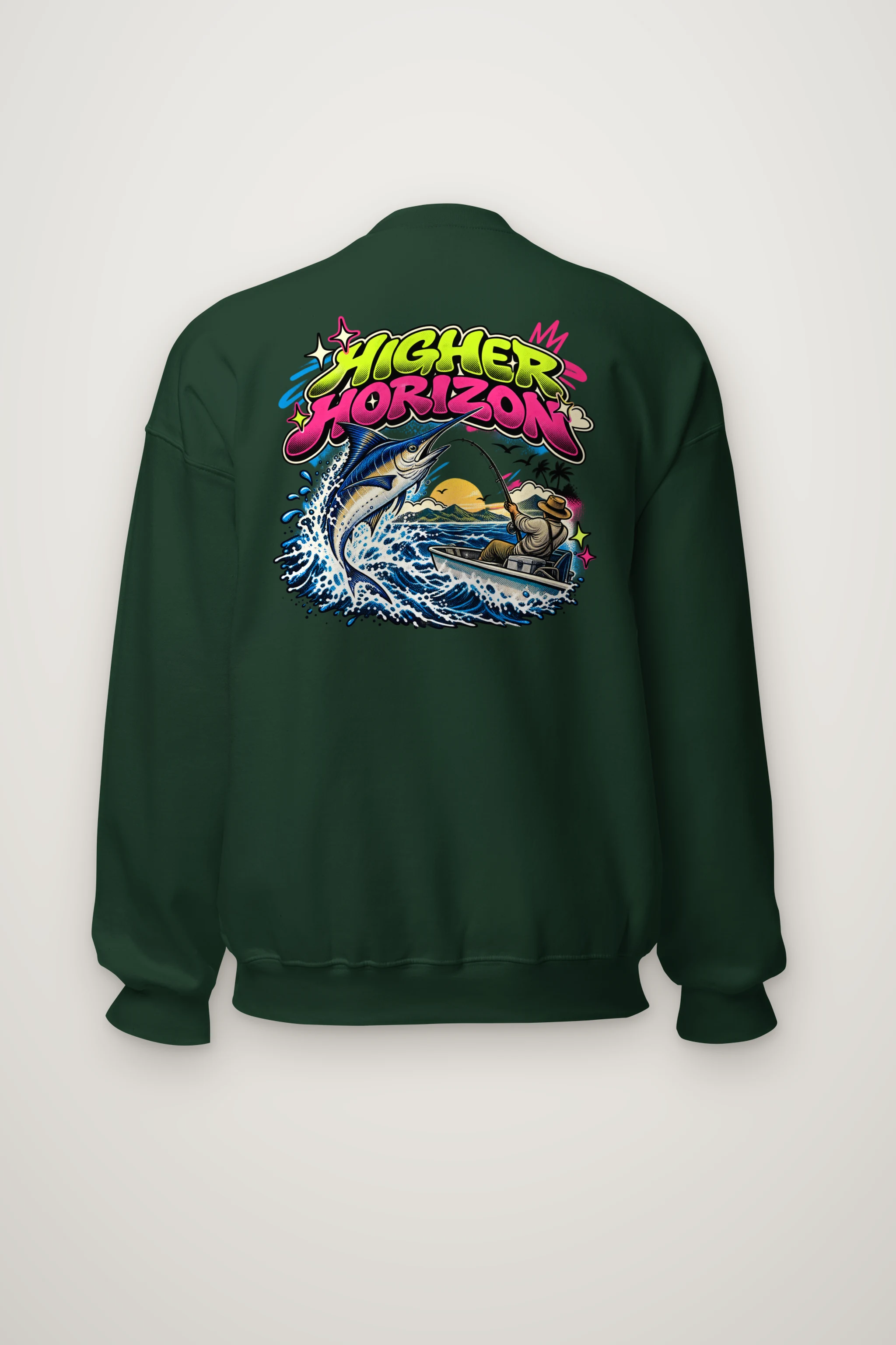 "Neon Marlin Run" Heavy Blend Unisex Crewneck Sweatshirt