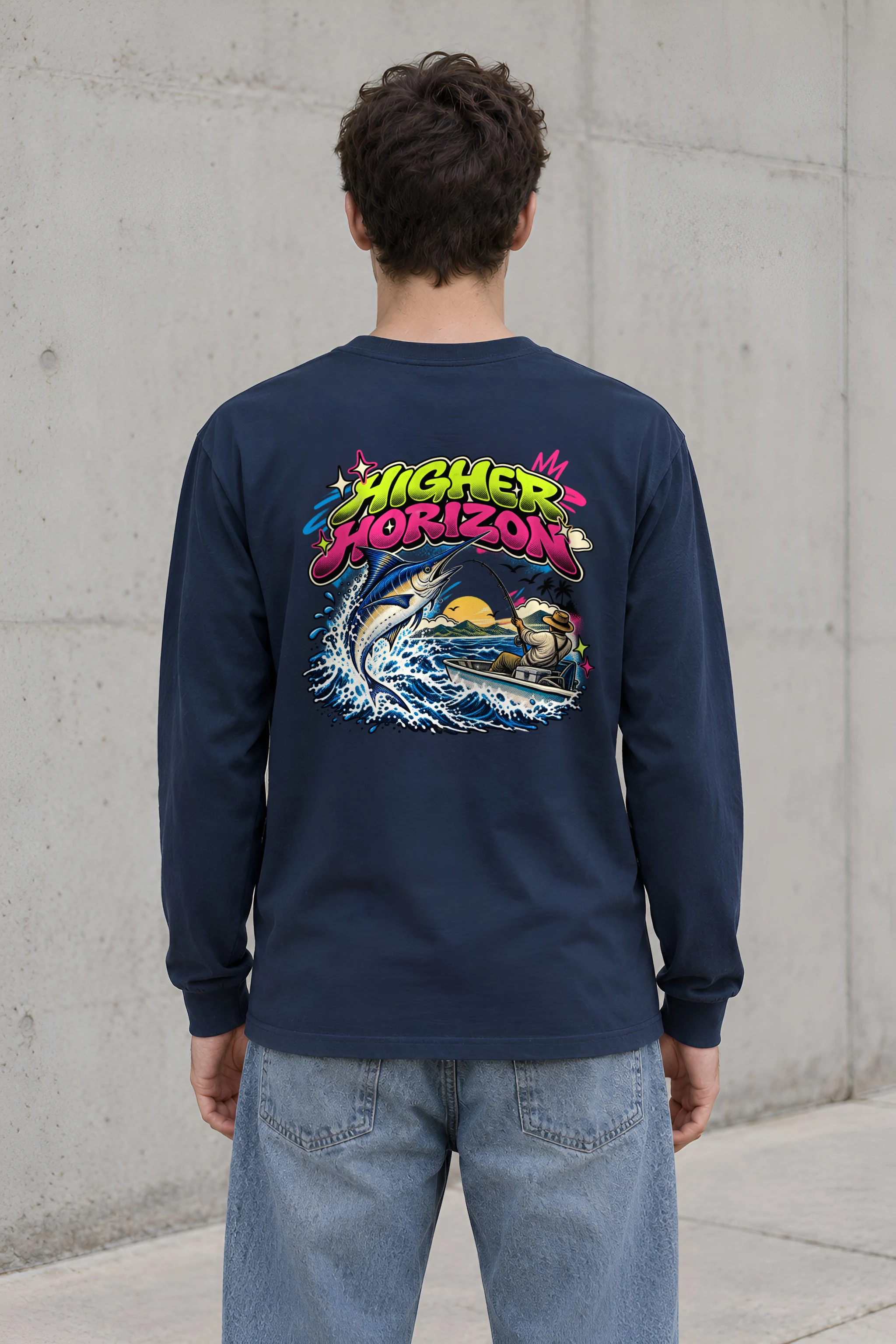 "Neon Marlin Run" Unisex Longsleeve T-shirt