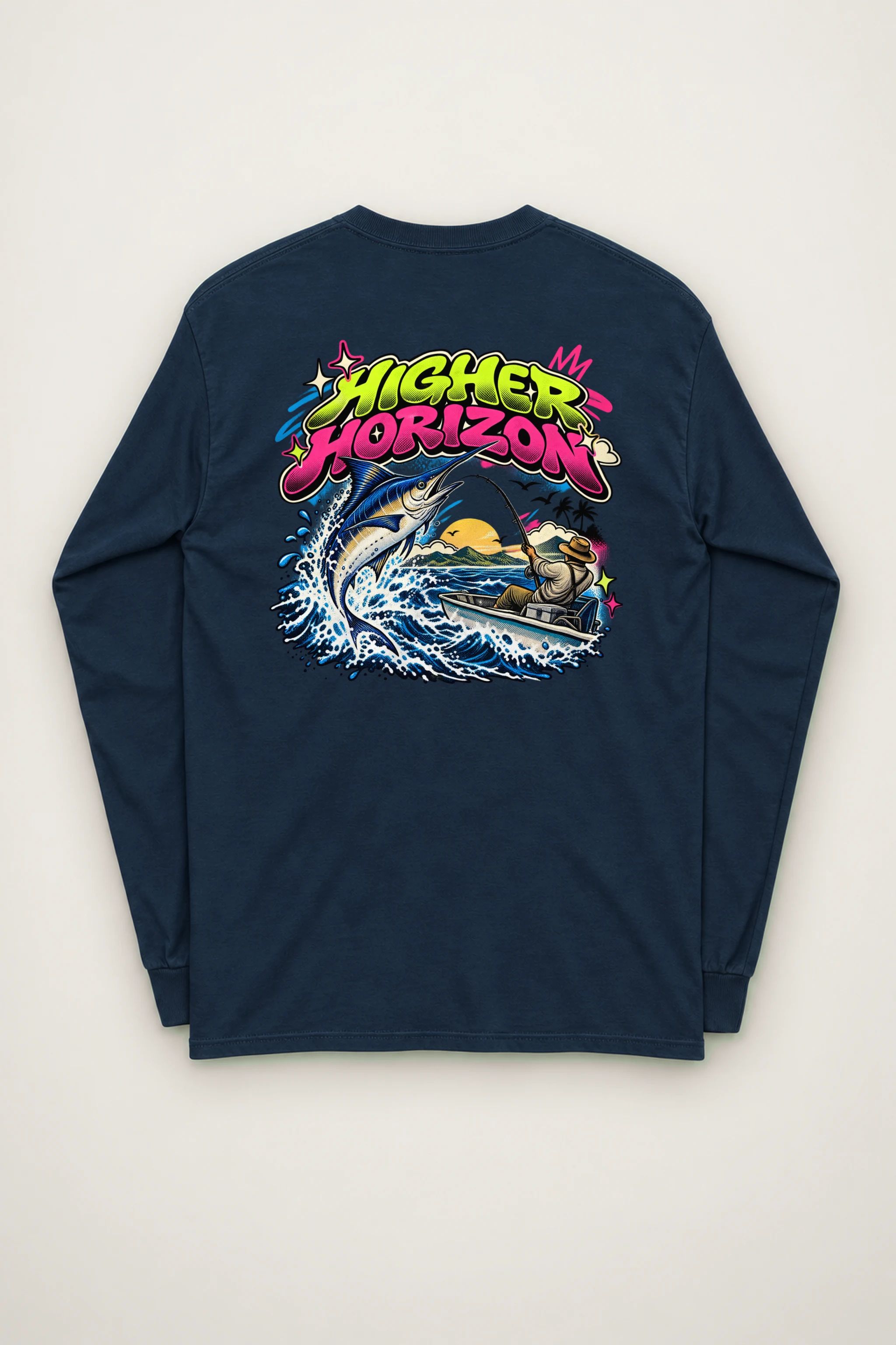 "Neon Marlin Run" Unisex Longsleeve T-shirt