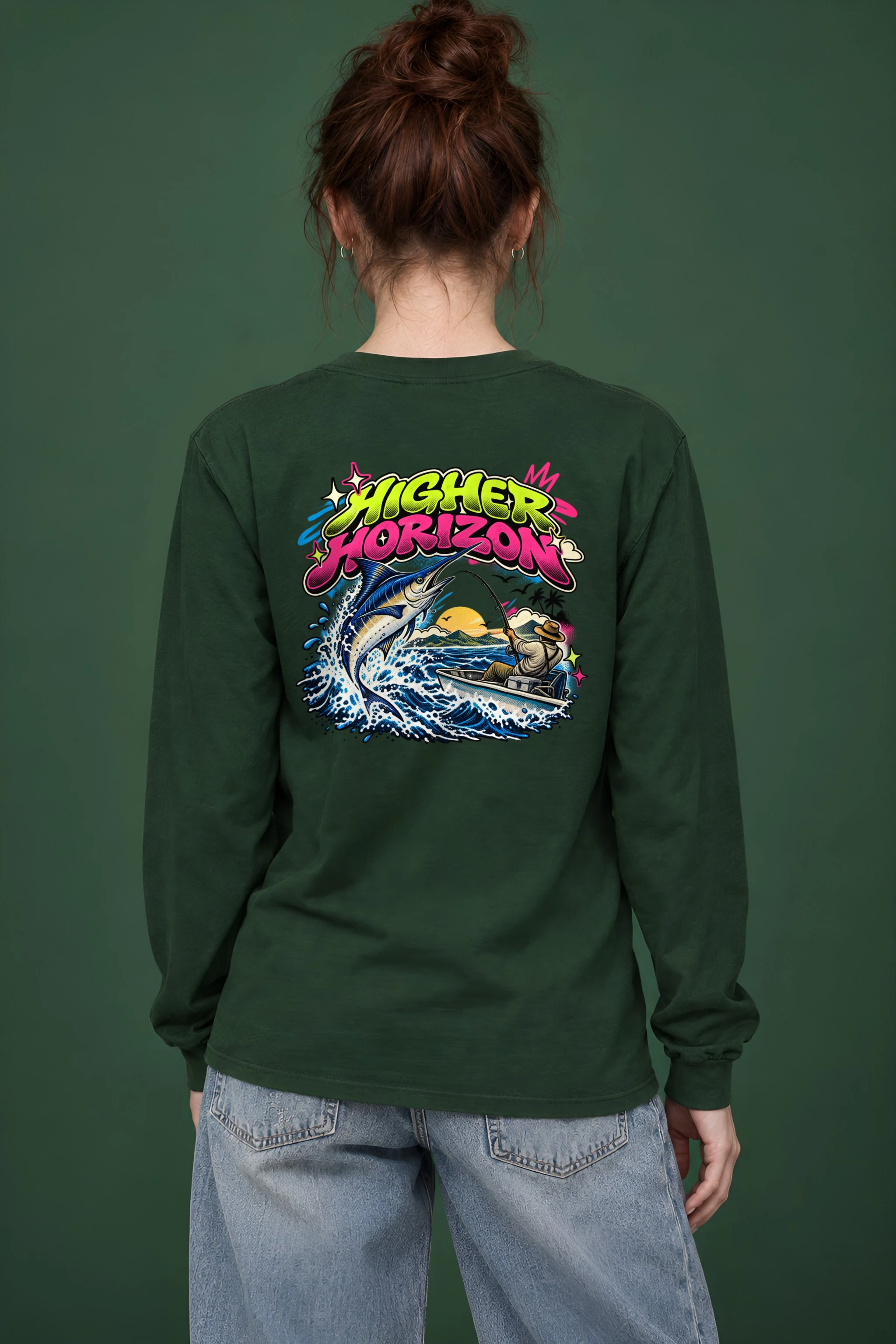 "Neon Marlin Run" Unisex Longsleeve T-shirt