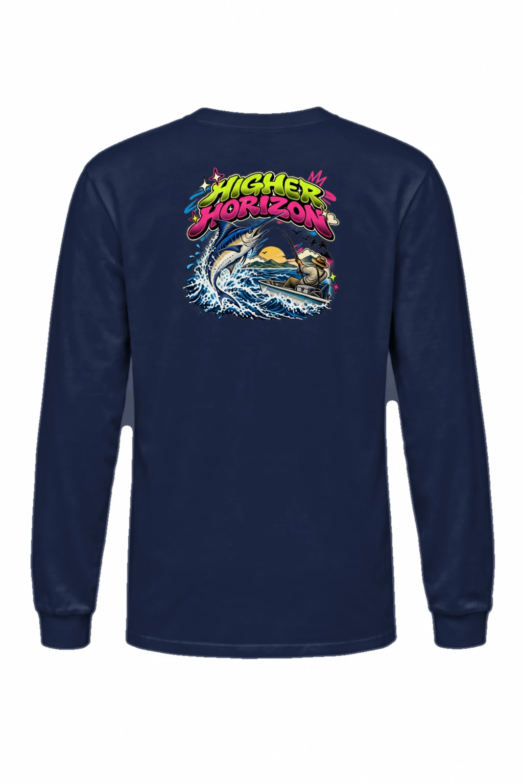 "Neon Marlin Run" Unisex Longsleeve T-shirt | Gildan 2400