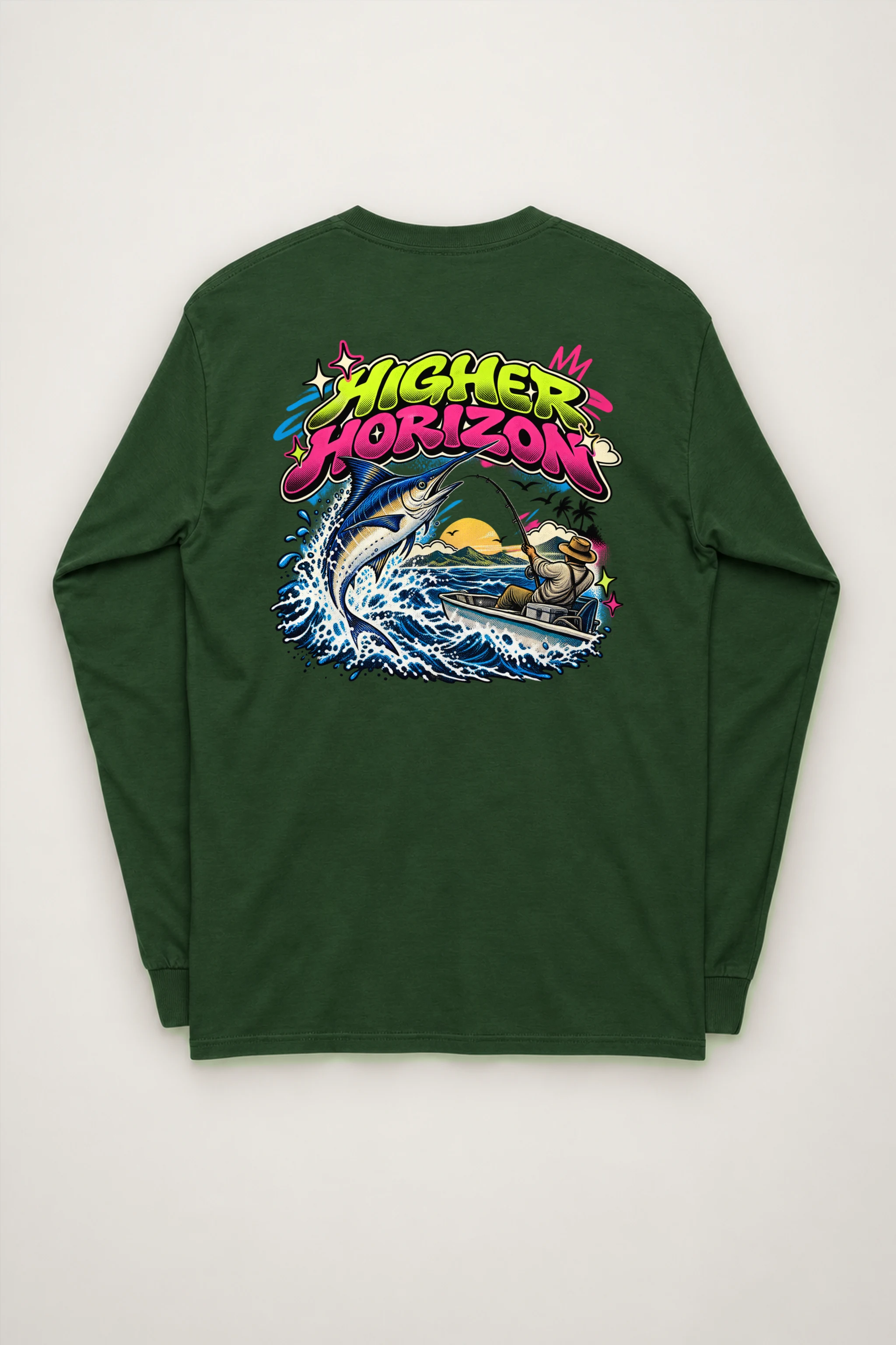 "Neon Marlin Run" Unisex Longsleeve T-shirt