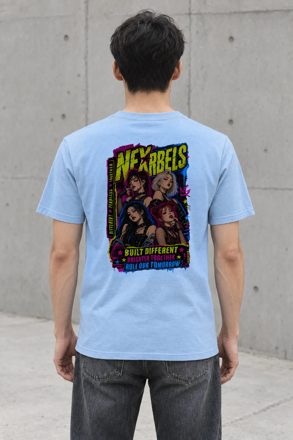 "Neon Punk Quartet" Heavyweight Unisex Crewneck T-shirt | Gildan 5000