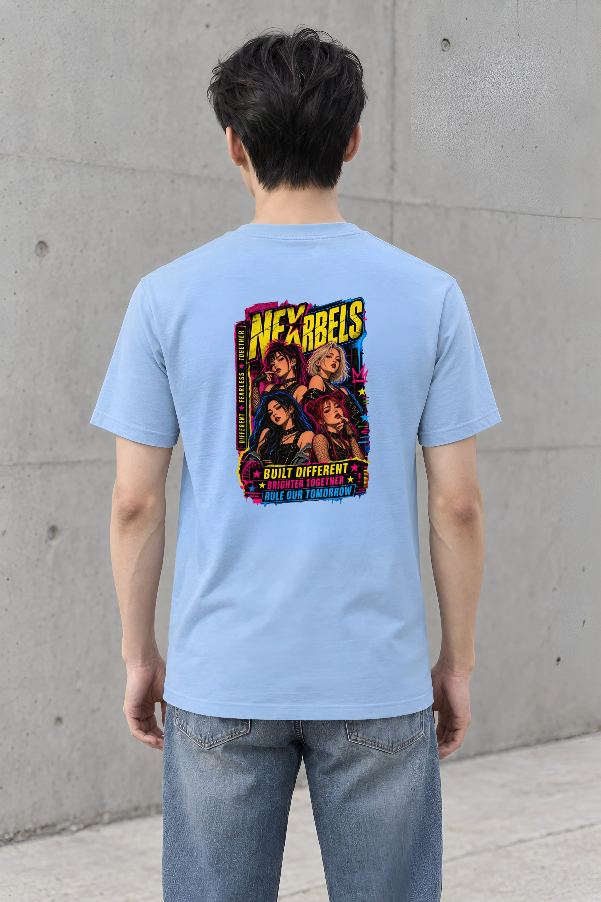 "Neon Punk Quartet" Heavyweight Unisex Crewneck T-shirt