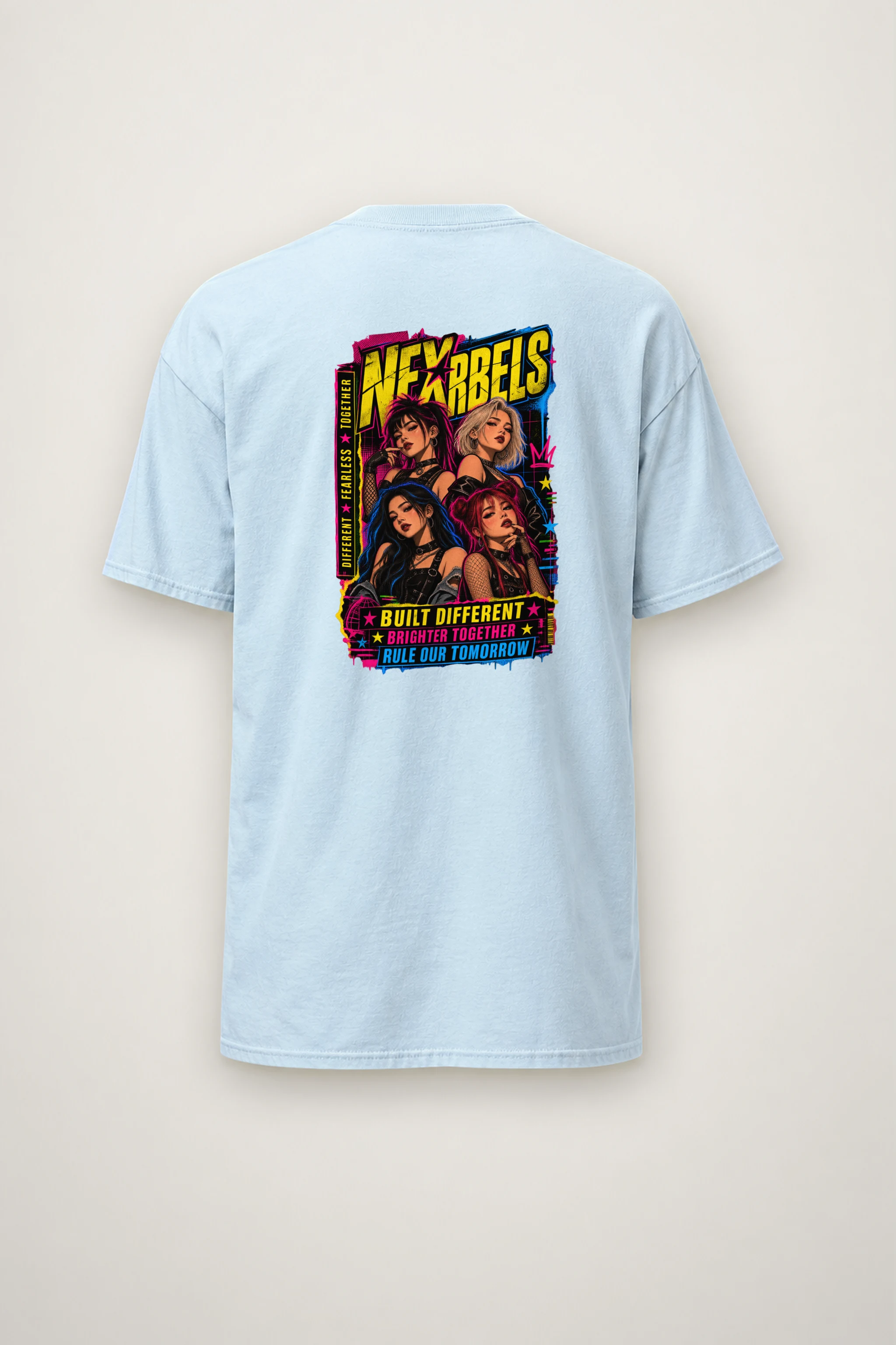 "Neon Punk Quartet" Heavyweight Unisex Crewneck T-shirt