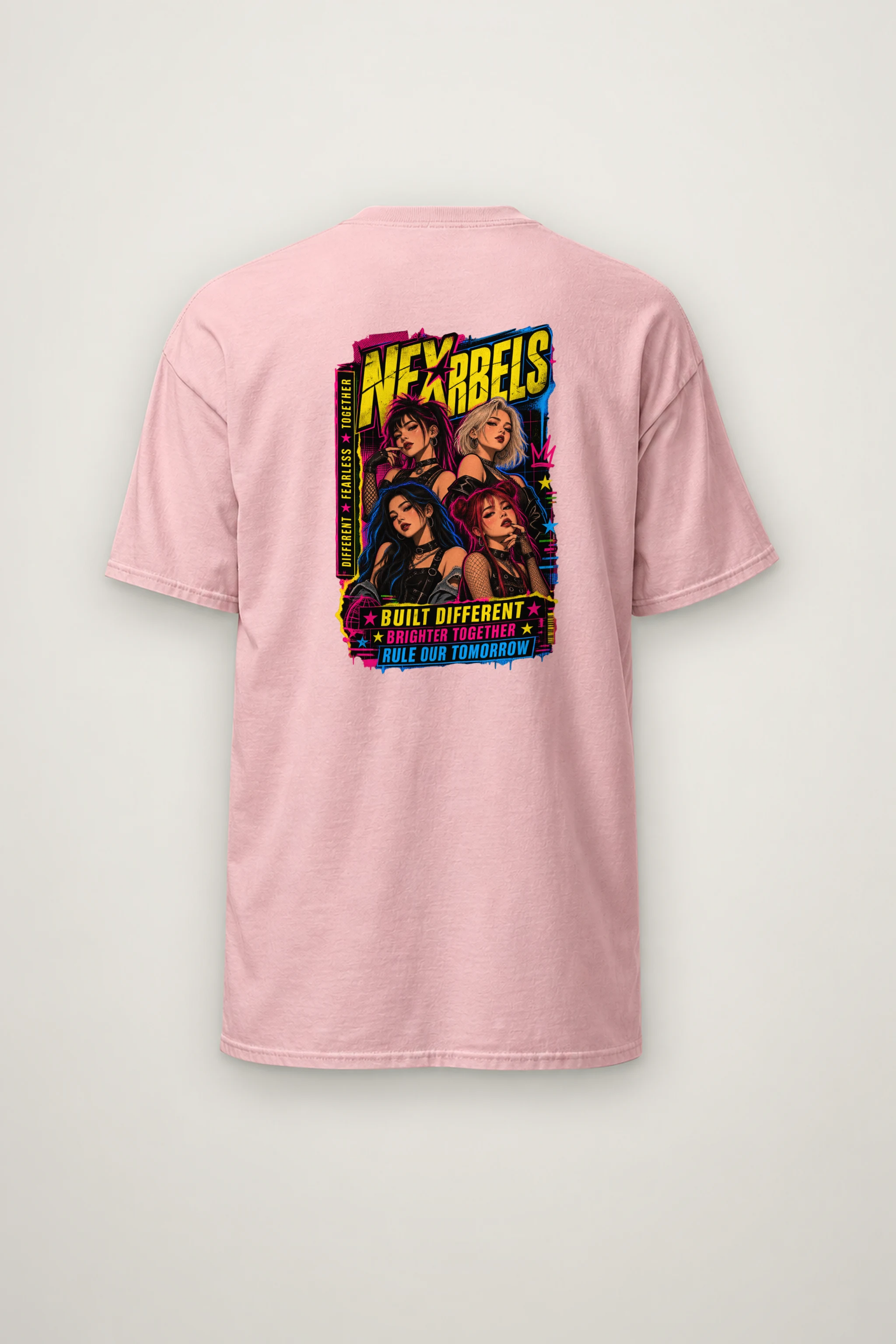 "Neon Punk Quartet" Heavyweight Unisex Crewneck T-shirt