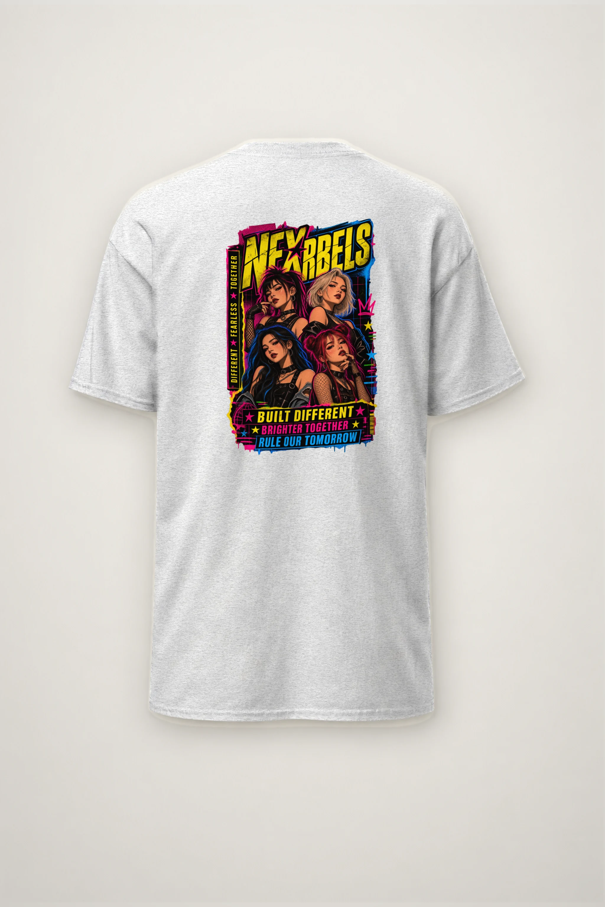 "Neon Punk Quartet" Heavyweight Unisex Crewneck T-shirt