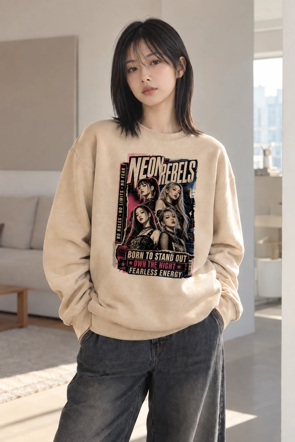 "Neon Rebels" Heavy Blend Unisex Crewneck Sweatshirt | Gildan 18000