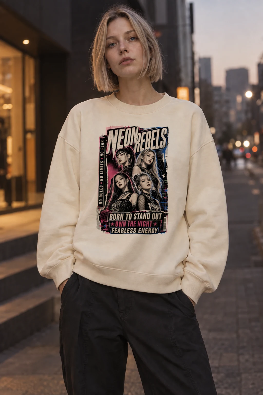 "Neon Rebels" Unisex Sponge Fleece Crewneck Sweatshirt | Bella + Canvas 3901