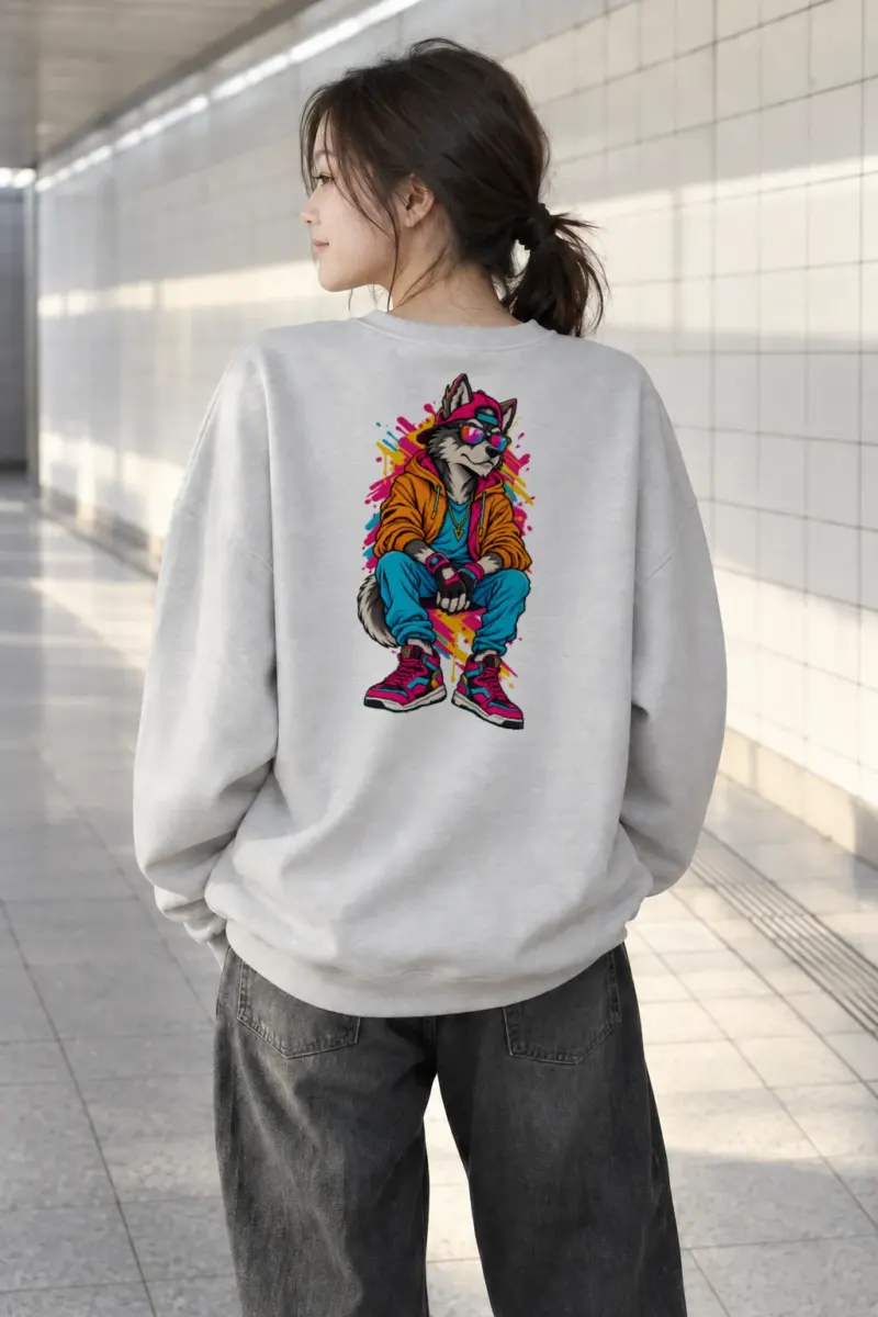 "Neon Wolf Beats" Heavy Blend Unisex Crewneck Sweatshirt | Gildan 18000