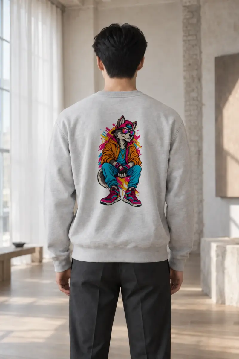 "Neon Wolf Beats" Heavy Blend Unisex Crewneck Sweatshirt | Gildan 18000