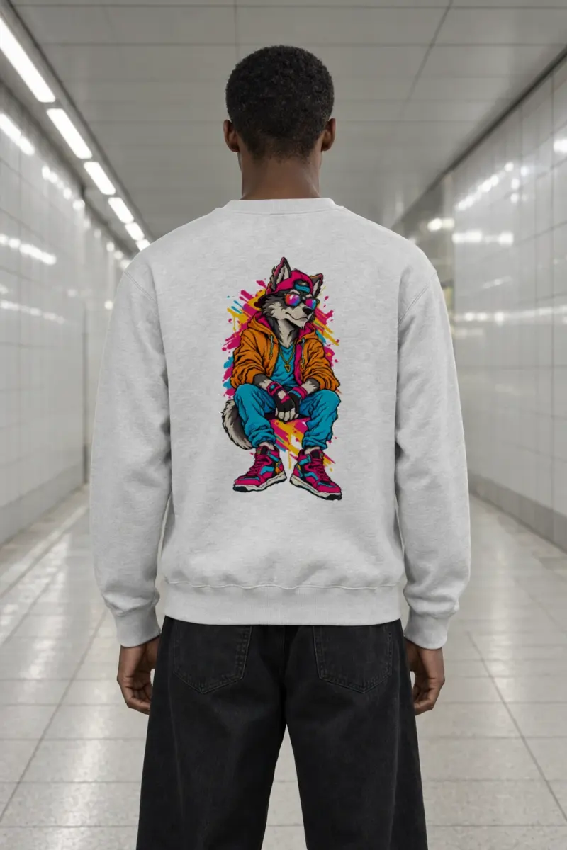 "Neon Wolf Beats" Heavy Blend Unisex Crewneck Sweatshirt | Gildan 18000