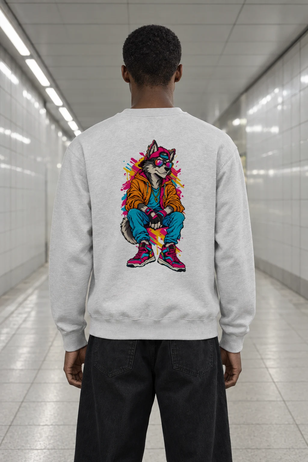 "Neon Wolf Beats" Heavy Blend Unisex Crewneck Sweatshirt | Gildan 18000