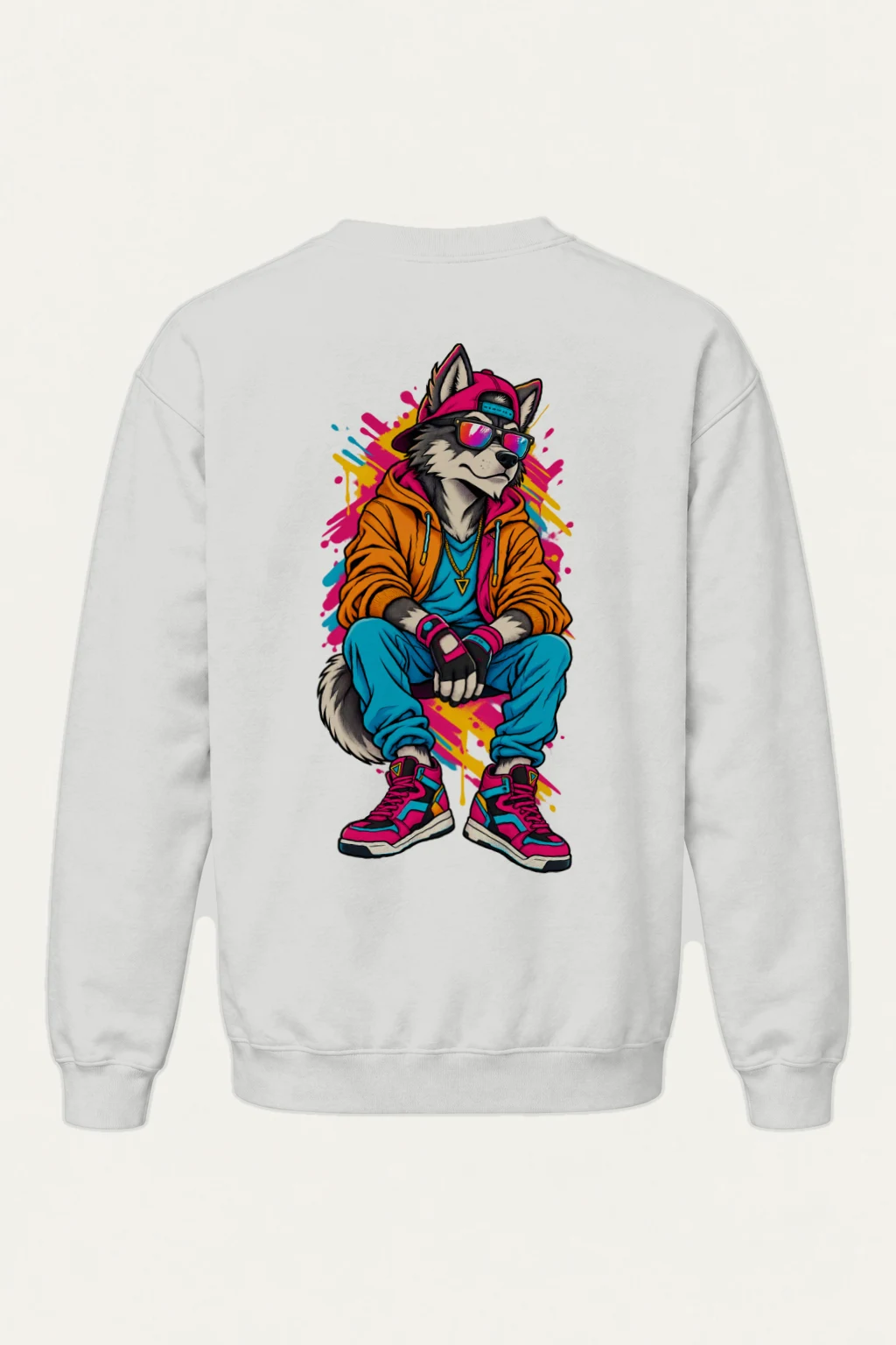 "Neon Wolf Beats" Heavy Blend Unisex Crewneck Sweatshirt | Gildan 18000