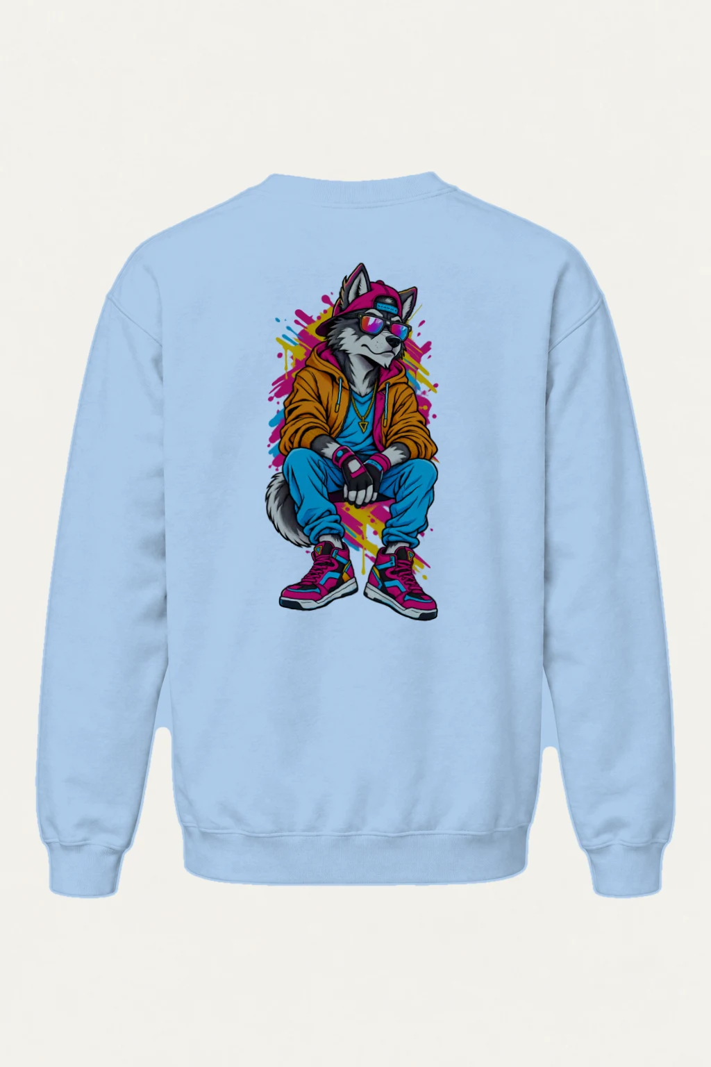 "Neon Wolf Beats" Heavy Blend Unisex Crewneck Sweatshirt | Gildan 18000
