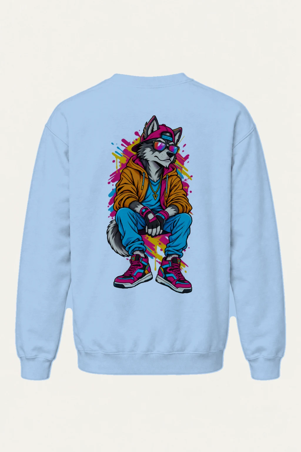 "Neon Wolf Beats" Heavy Blend Unisex Crewneck Sweatshirt | Gildan 18000