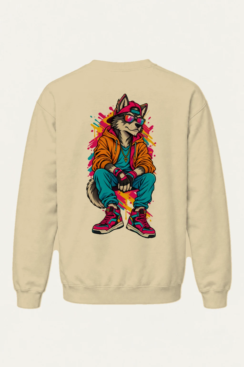 "Neon Wolf Beats" Heavy Blend Unisex Crewneck Sweatshirt | Gildan 18000