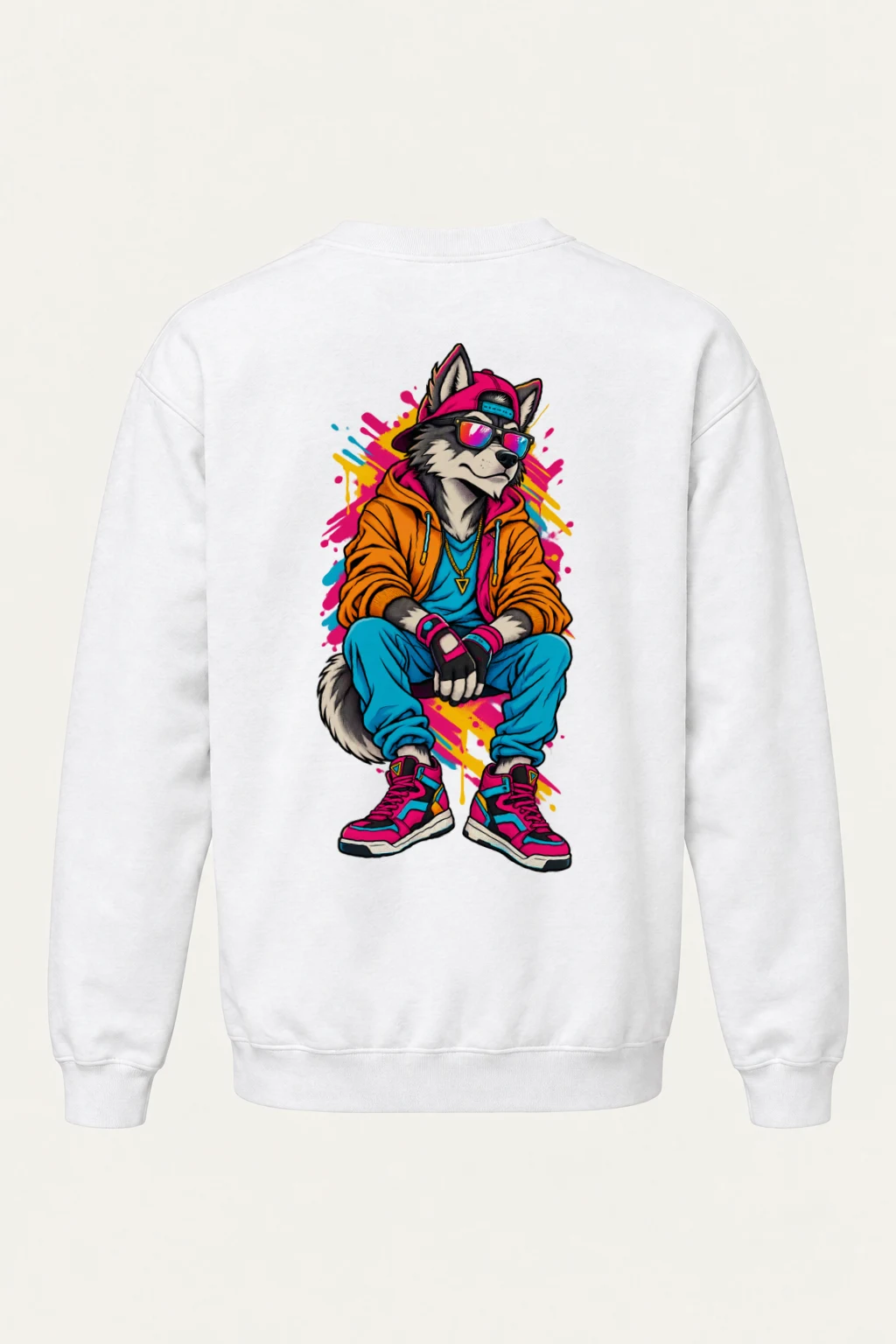 "Neon Wolf Beats" Heavy Blend Unisex Crewneck Sweatshirt | Gildan 18000