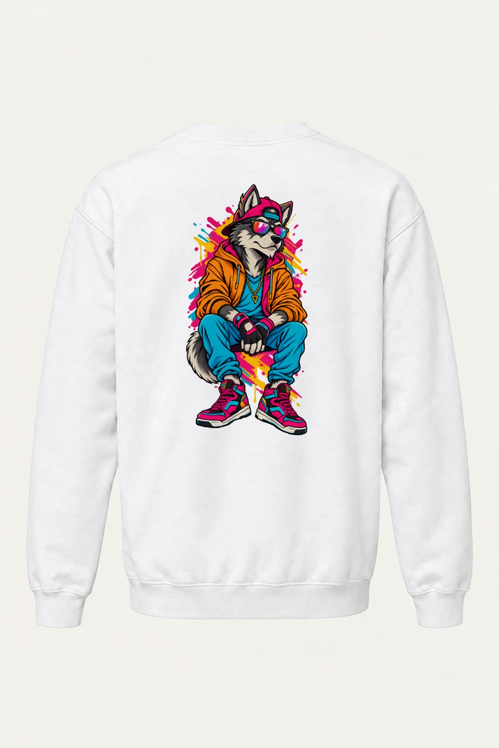 "Neon Wolf Beats" Heavy Blend Unisex Crewneck Sweatshirt | Gildan 18000