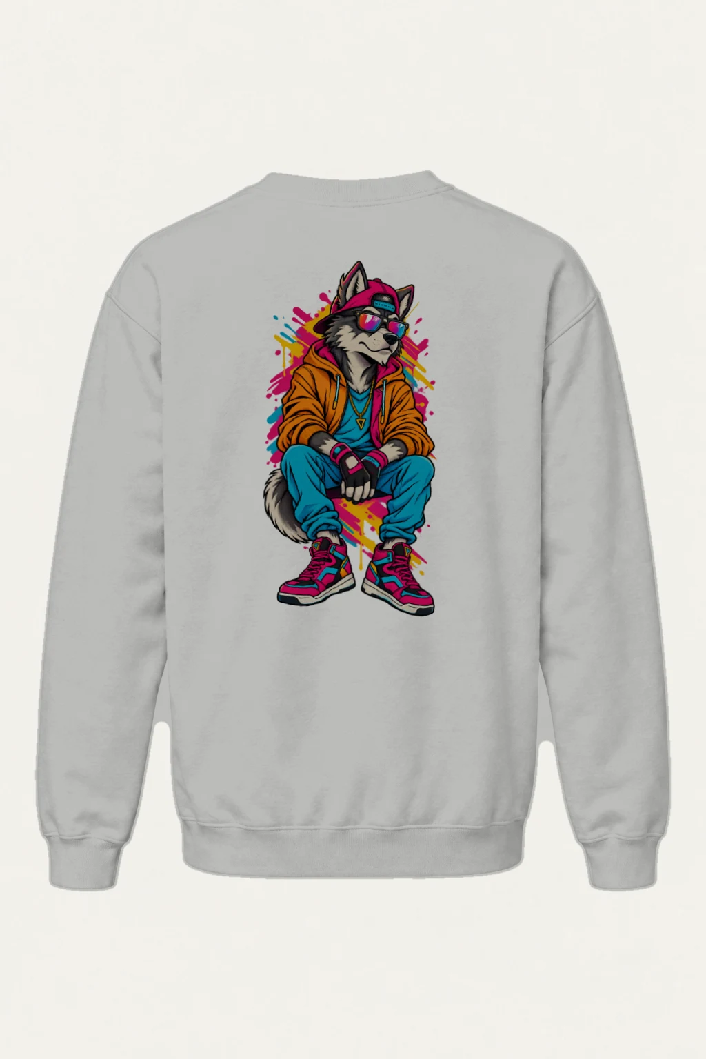 "Neon Wolf Beats" Heavy Blend Unisex Crewneck Sweatshirt | Gildan 18000