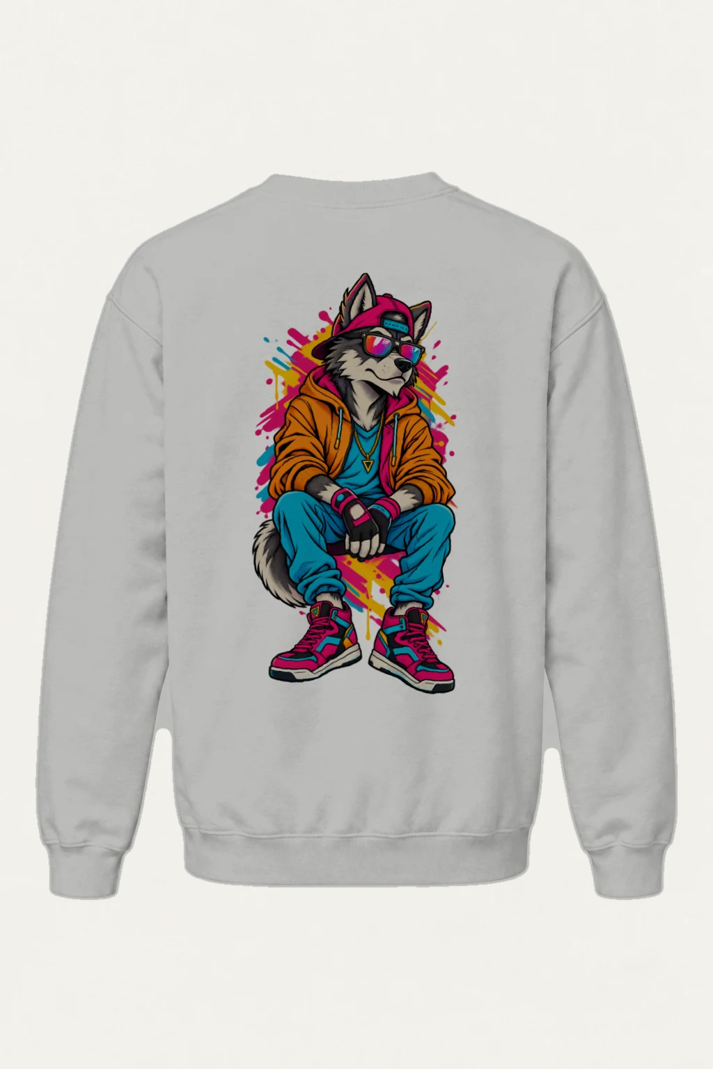 "Neon Wolf Beats" Heavy Blend Unisex Crewneck Sweatshirt | Gildan 18000