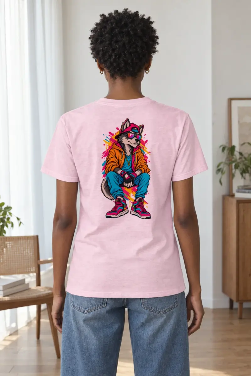 "Neon Wolf Rhythm" Heavyweight Unisex Crewneck T-shirt | Gildan 5000