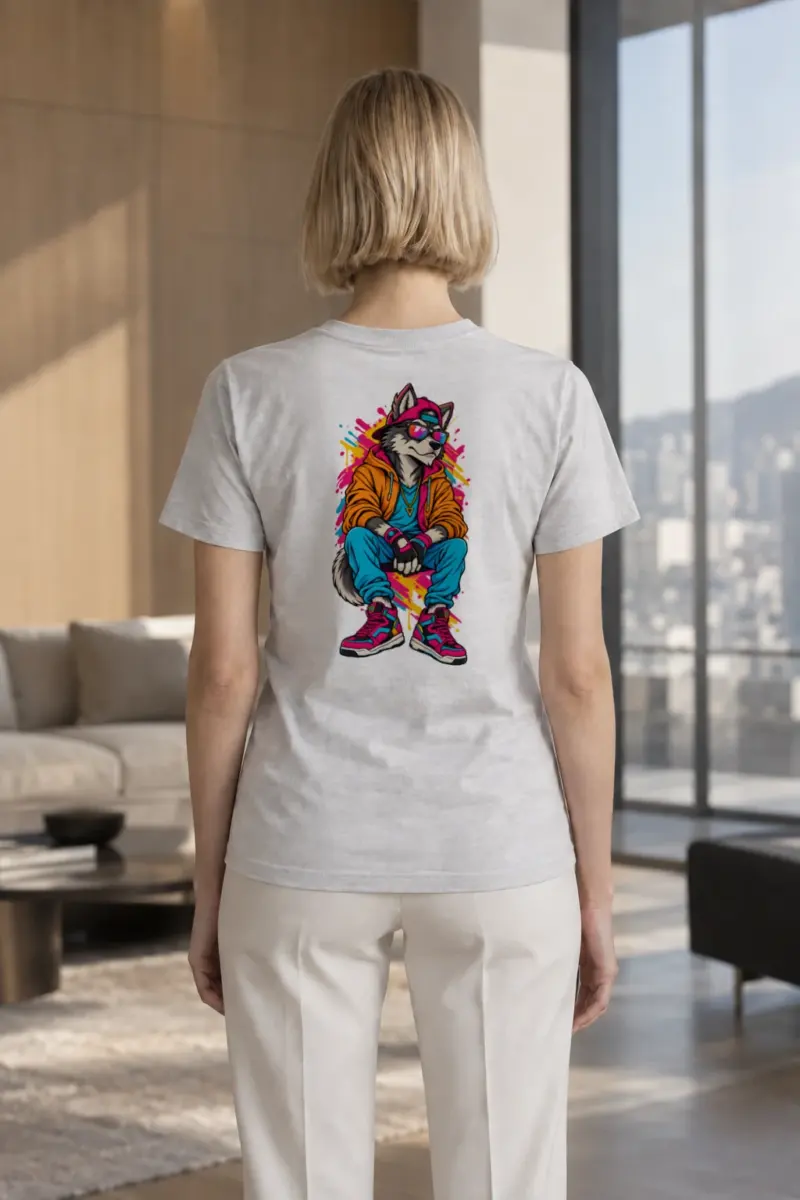 "Neon Wolf Rhythm" Heavyweight Unisex Crewneck T-shirt | Gildan 5000