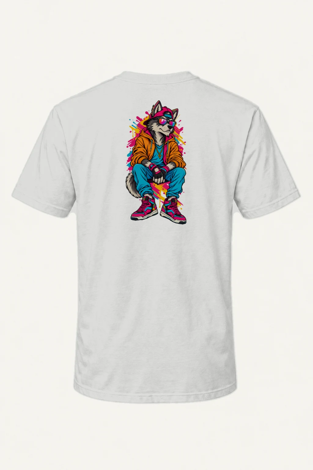 "Neon Wolf Rhythm" Heavyweight Unisex Crewneck T-shirt | Gildan 5000