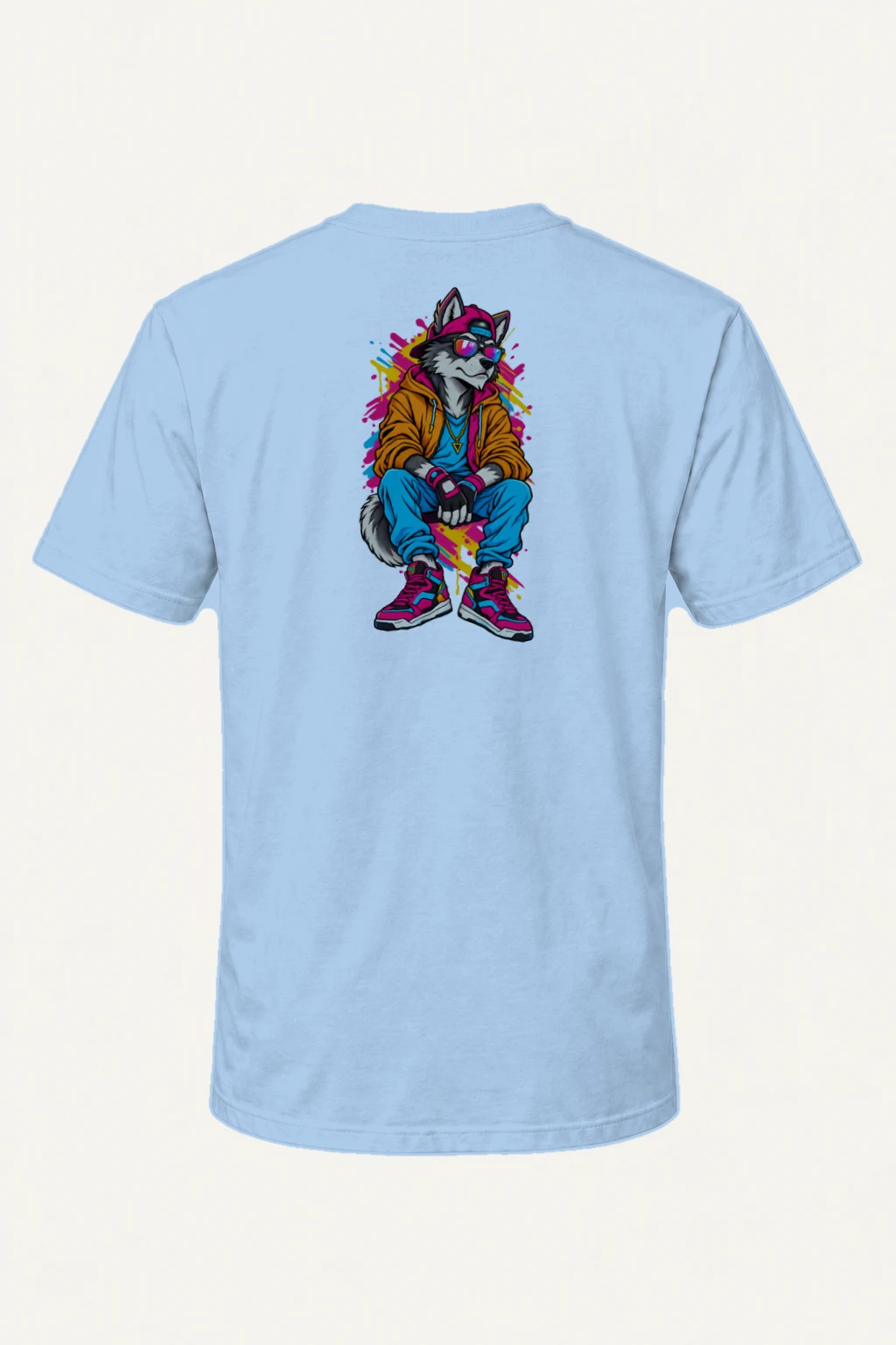 "Neon Wolf Rhythm" Heavyweight Unisex Crewneck T-shirt | Gildan 5000