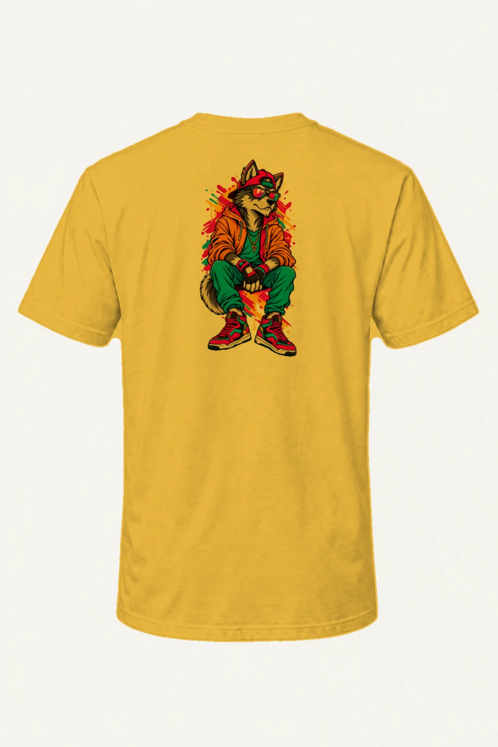 "Neon Wolf Rhythm" Heavyweight Unisex Crewneck T-shirt | Gildan 5000