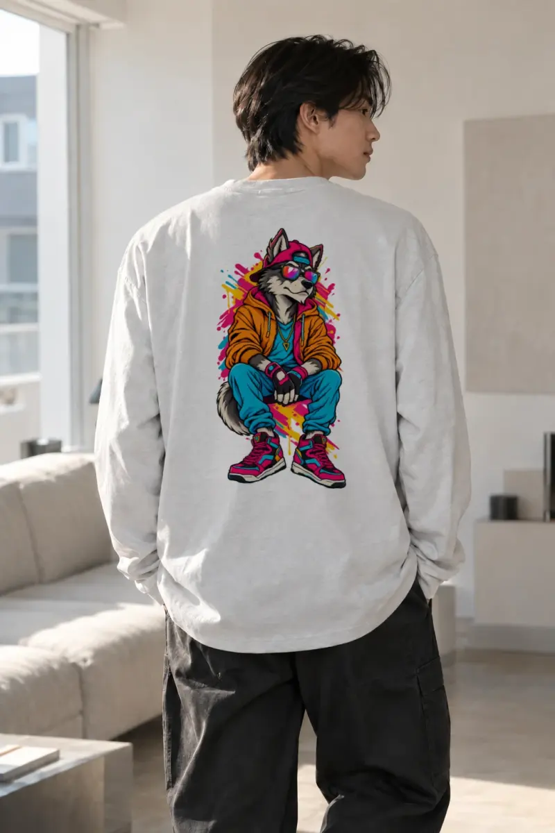 "Neon Wolf Vibes" Unisex Longsleeve T-shirt | Gildan 2400