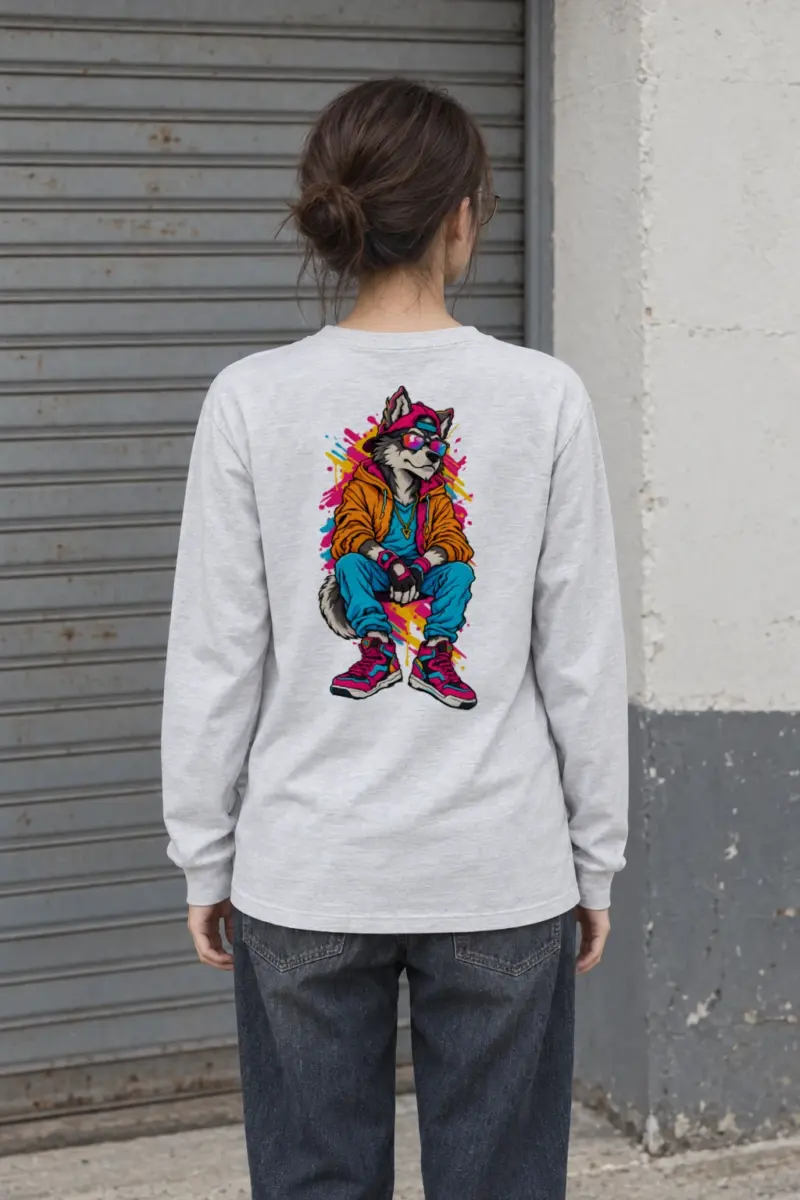 "Neon Wolf Vibes" Unisex Longsleeve T-shirt | Gildan 2400