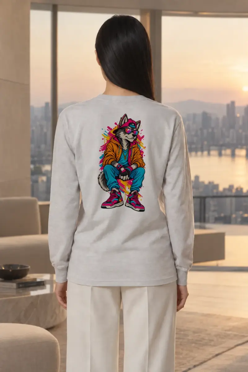 "Neon Wolf Vibes" Unisex Longsleeve T-shirt | Gildan 2400