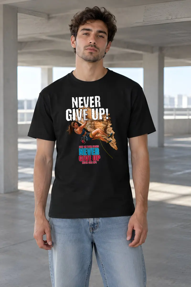 "Never Give Up Climb" Heavyweight Unisex Crewneck T-shirt