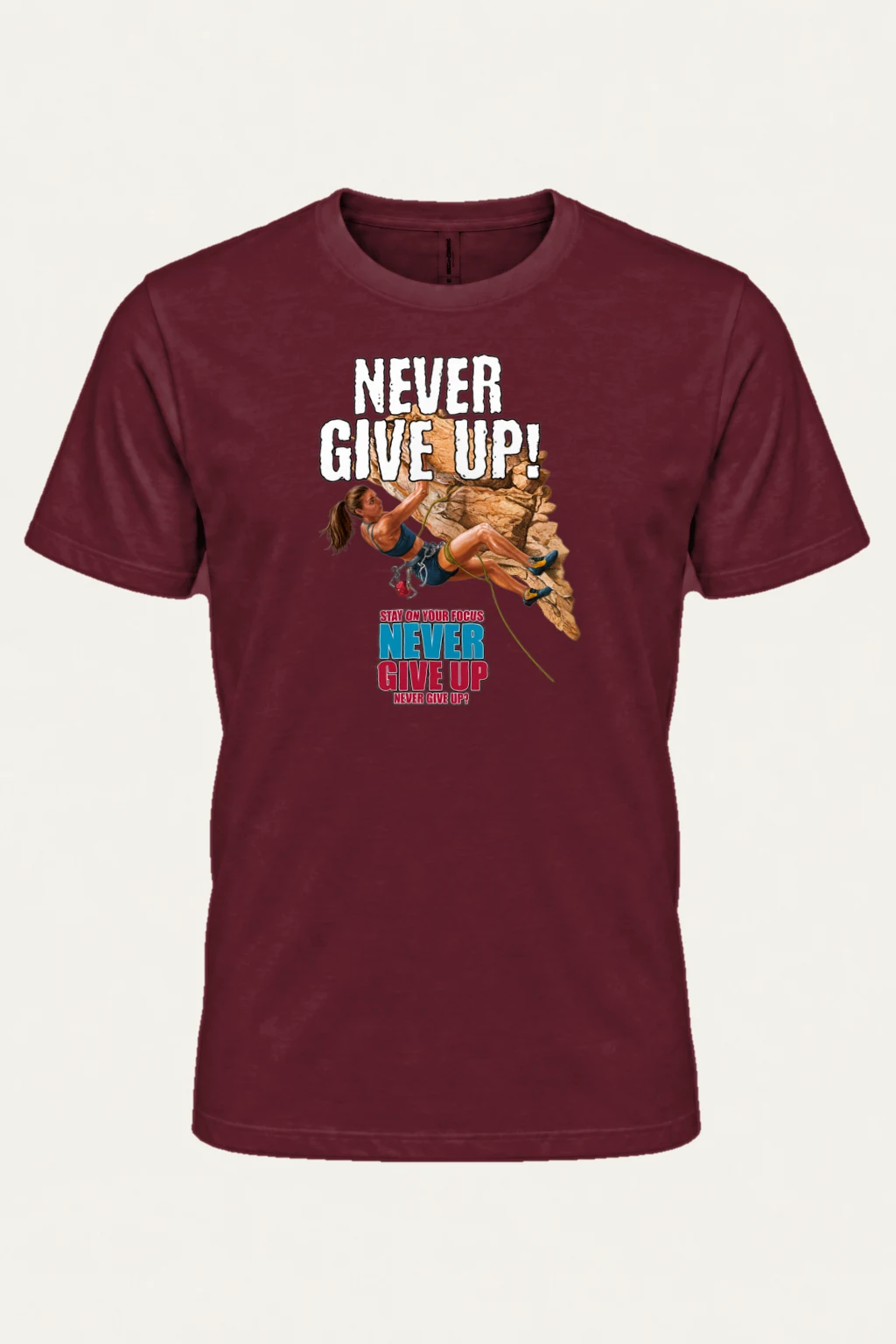 "Never Give Up Climb" Heavyweight Unisex Crewneck T-shirt | Gildan 5000