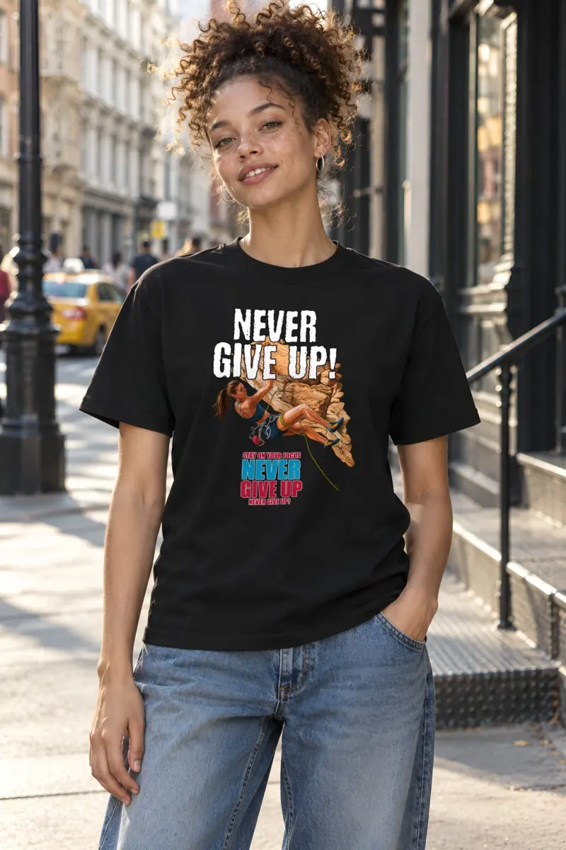 "Never Give Up Climb" Heavyweight Unisex Crewneck T-shirt