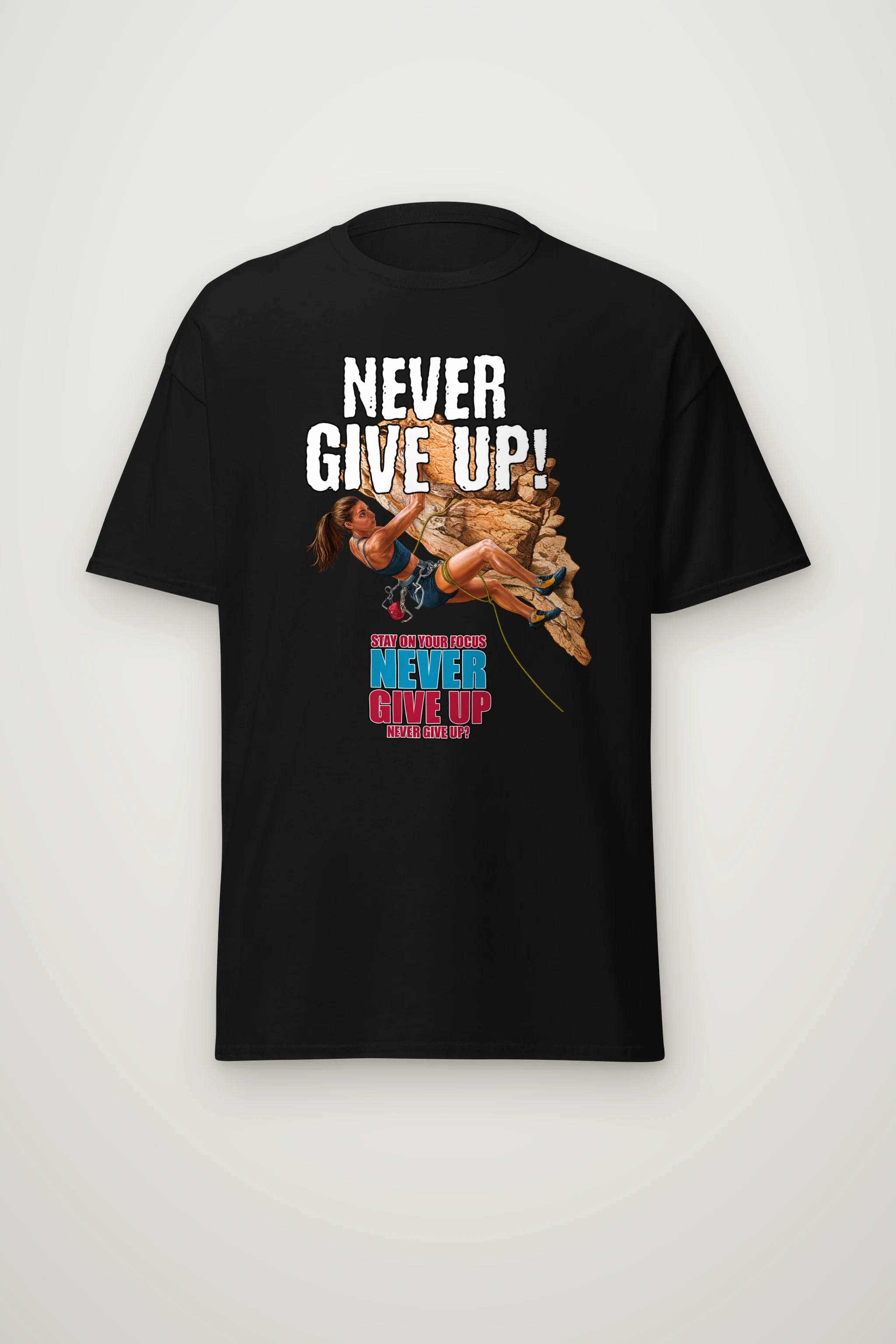 "Never Give Up Climb" Heavyweight Unisex Crewneck T-shirt