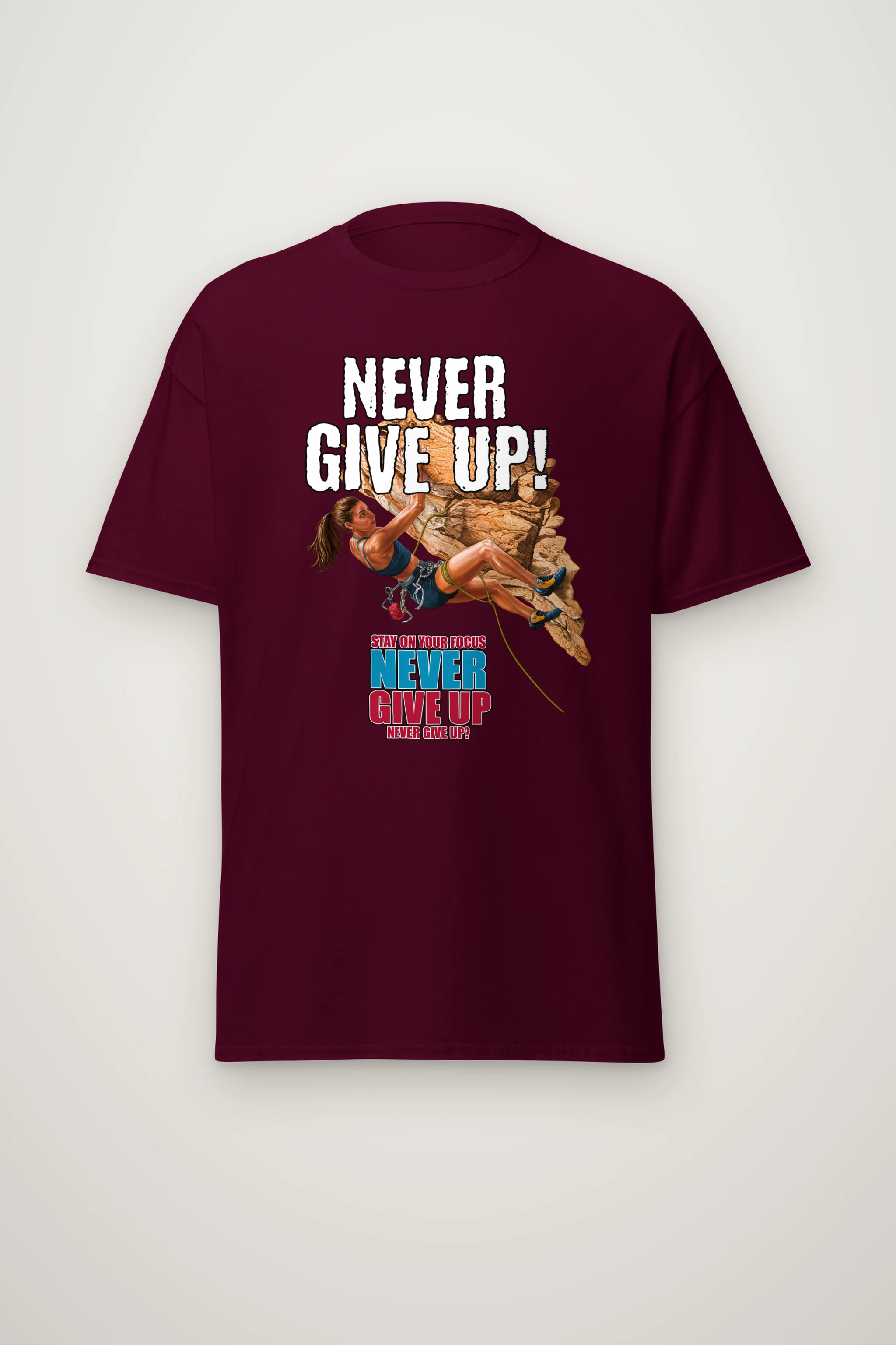 "Never Give Up Climb" Heavyweight Unisex Crewneck T-shirt