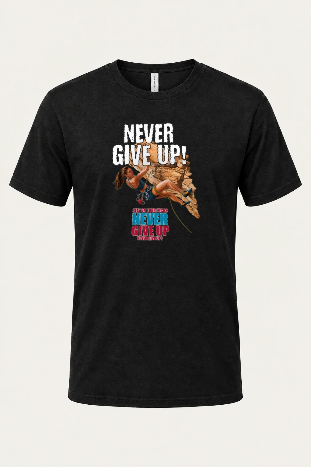 "Never Give Up Climb" Heavyweight Unisex Crewneck T-shirt | Gildan 5000