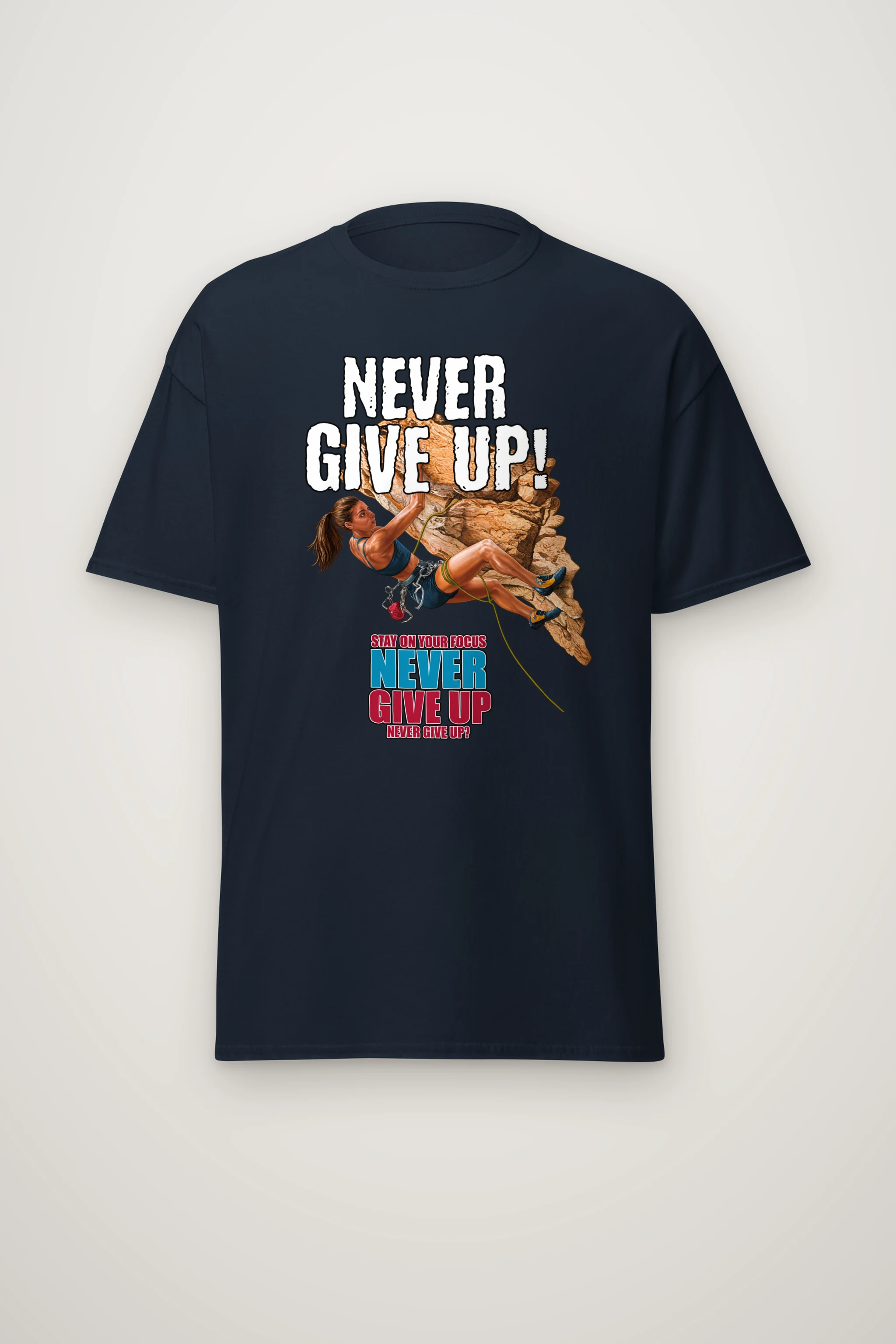 "Never Give Up Climb" Heavyweight Unisex Crewneck T-shirt