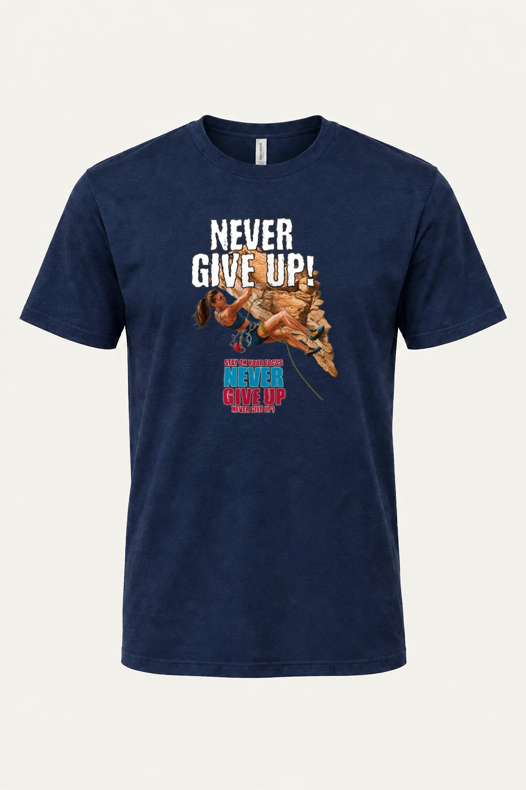 "Never Give Up Climb" Heavyweight Unisex Crewneck T-shirt | Gildan 5000