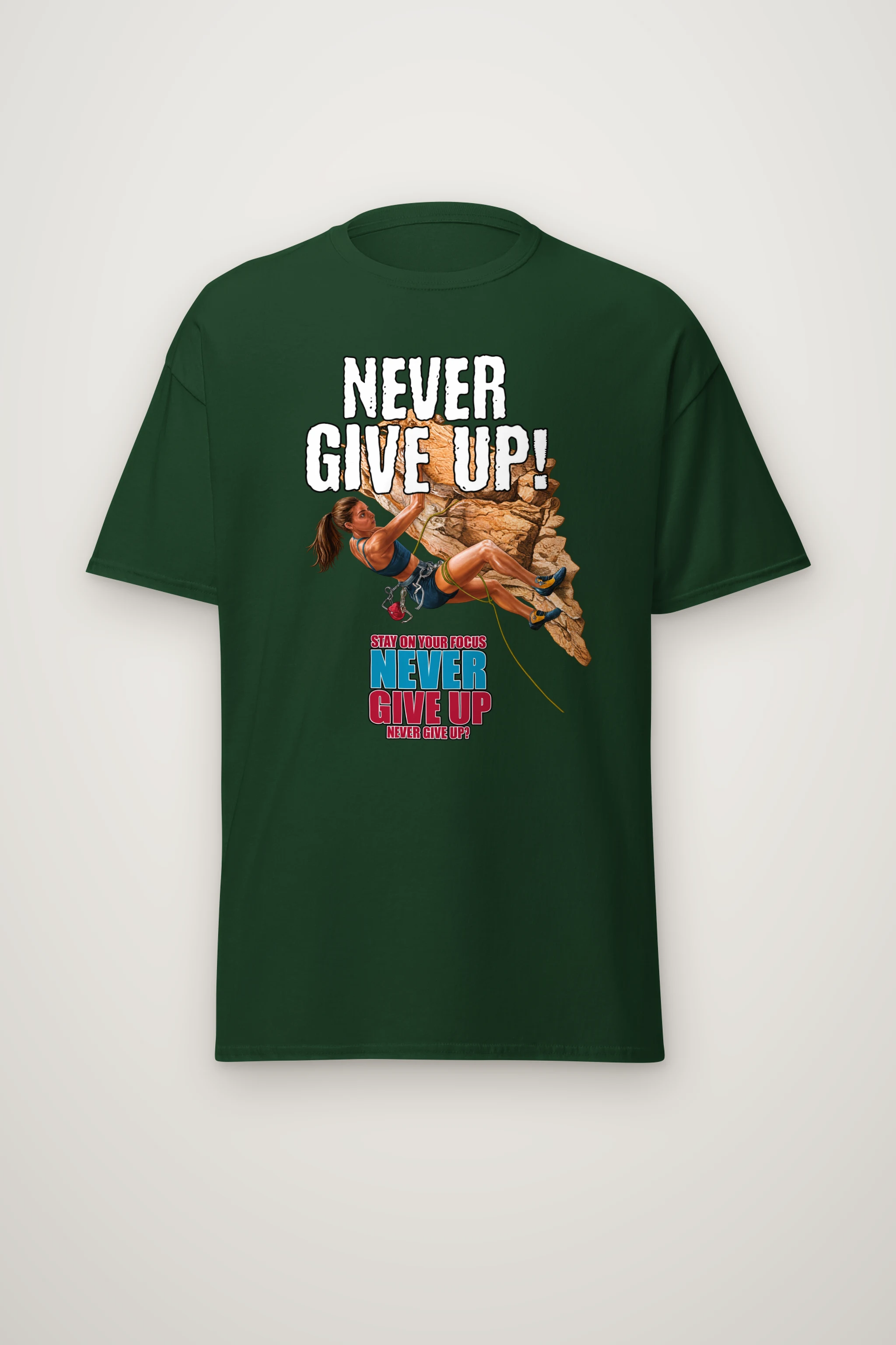 "Never Give Up Climb" Heavyweight Unisex Crewneck T-shirt