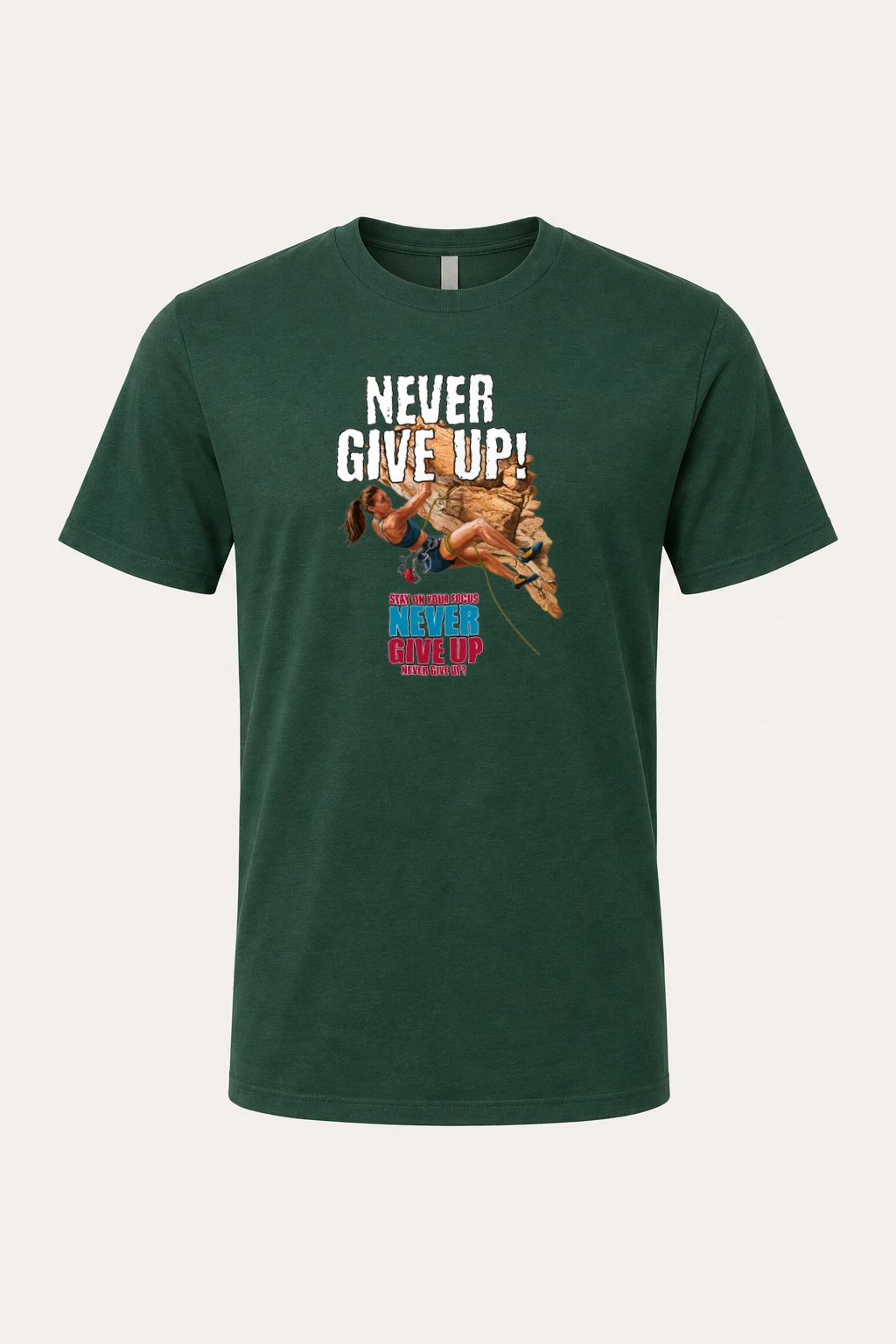 "Never Give Up Climb" Heavyweight Unisex Crewneck T-shirt | Gildan 5000