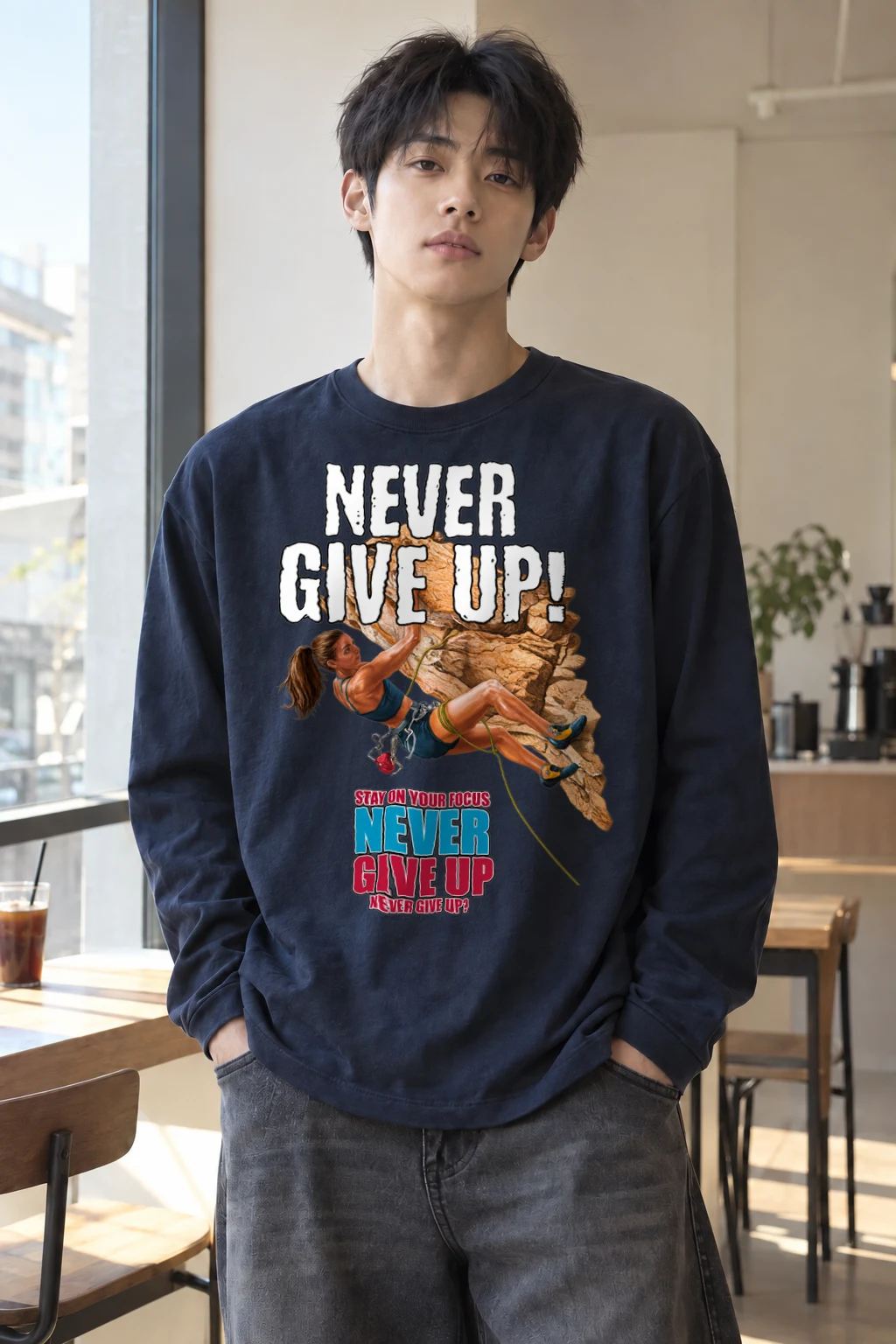 "Never Give Up Climb" Unisex Longsleeve T-shirt | Gildan 2400