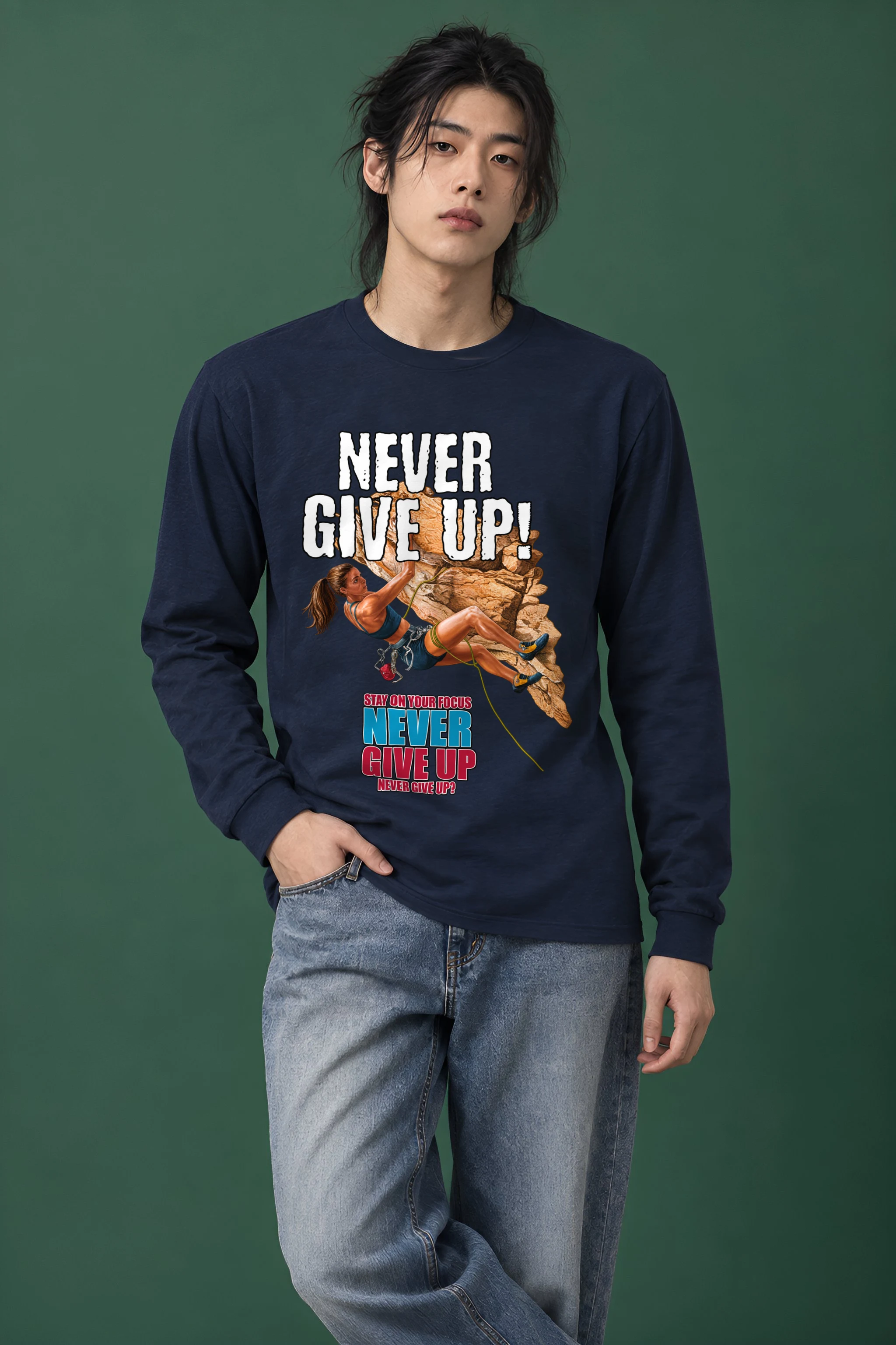 "Never Give Up Climb" Unisex Longsleeve T-shirt