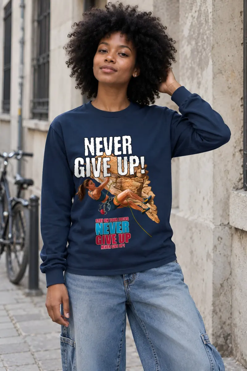 "Never Give Up Climb" Unisex Longsleeve T-shirt