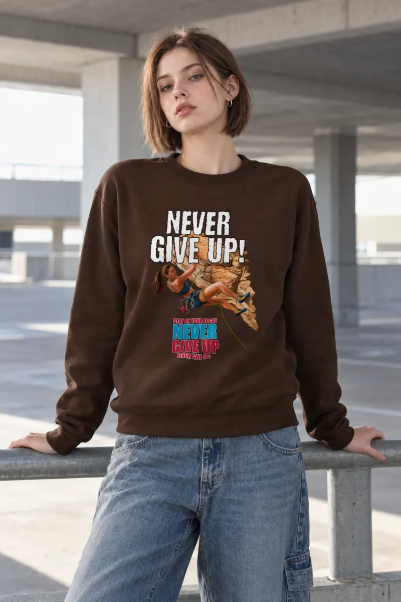 "Never Give Up Climber" Heavy Blend Unisex Crewneck Sweatshirt